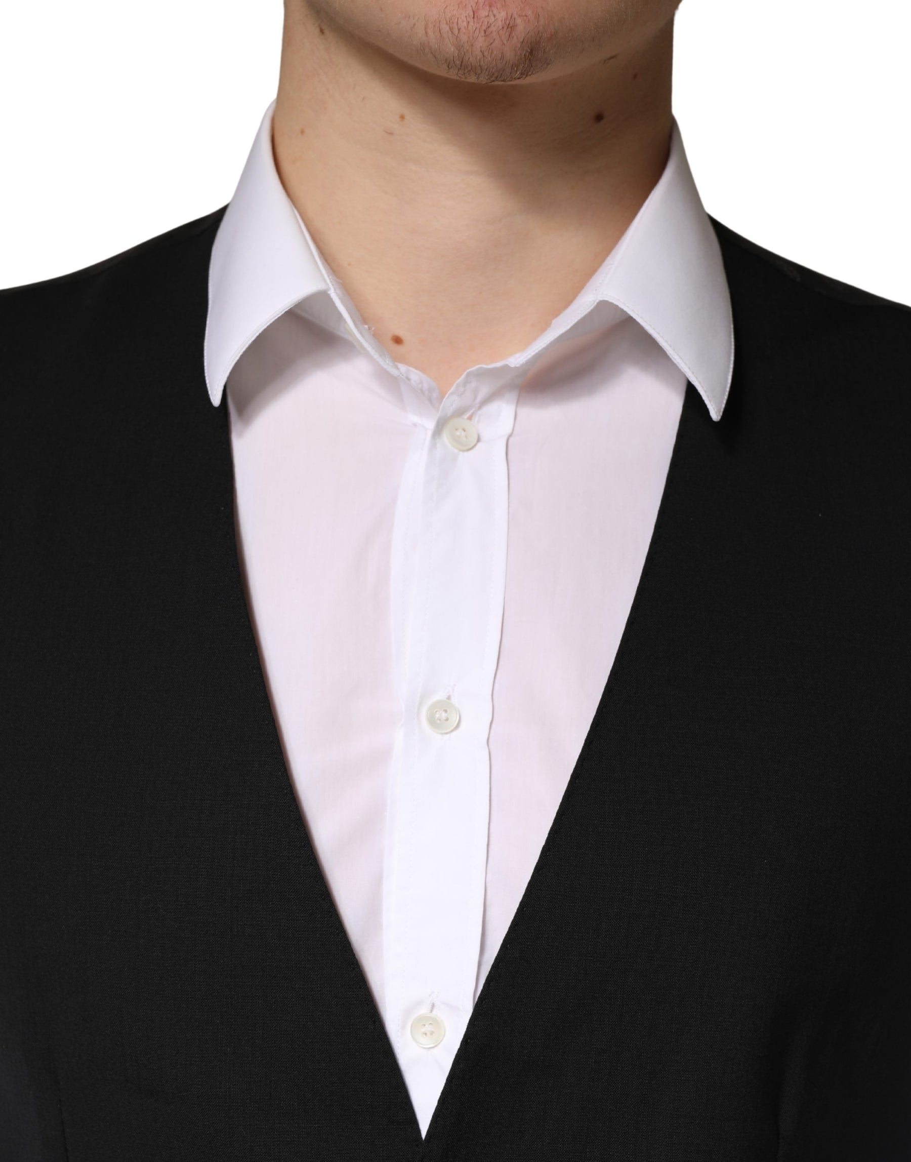 Dolce & Gabbana Black Wool Dress Men Formal Waistcoat Vest | Regal Royce