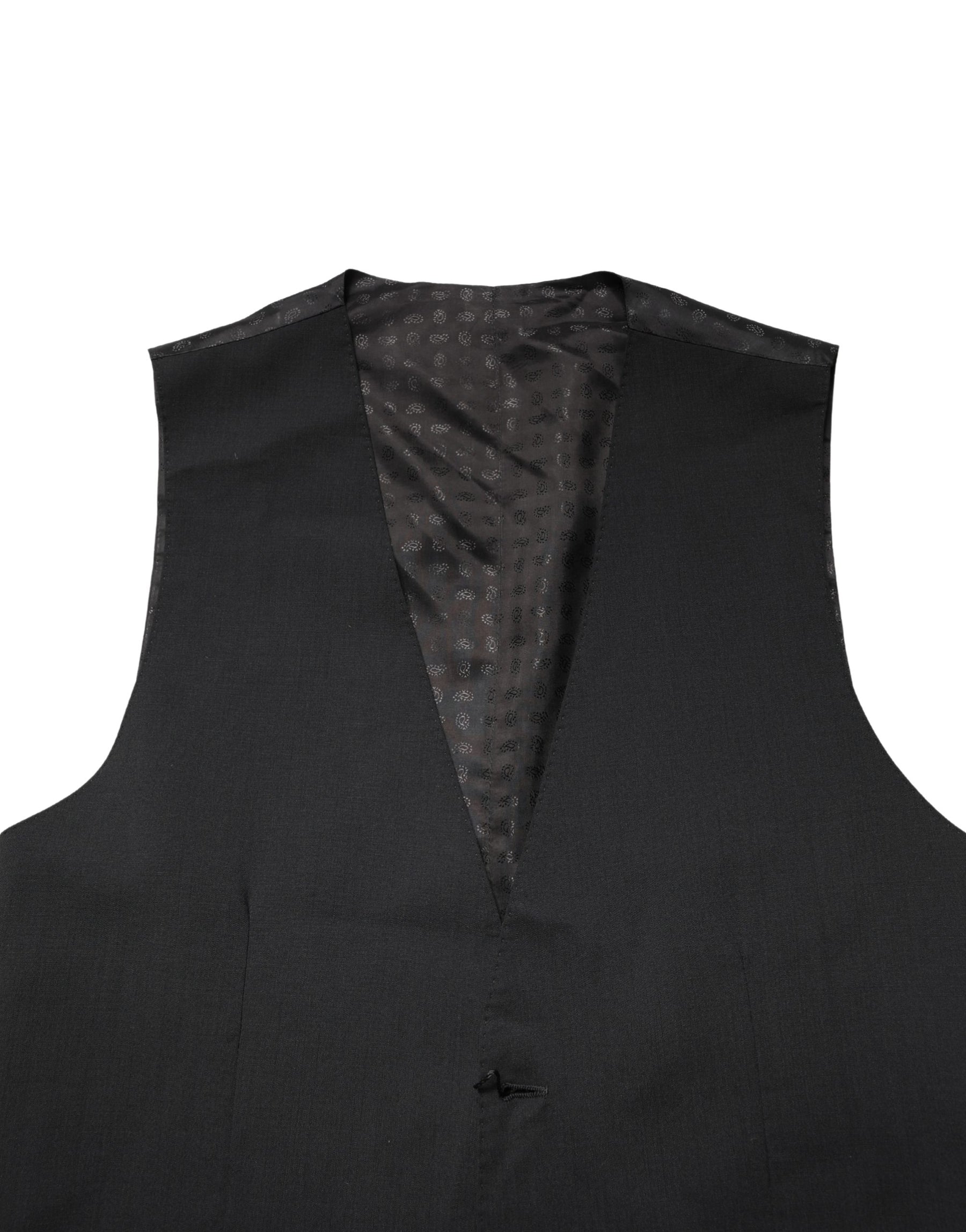 Dolce & Gabbana Black Wool Dress Men Formal Waistcoat Vest | Regal Royce