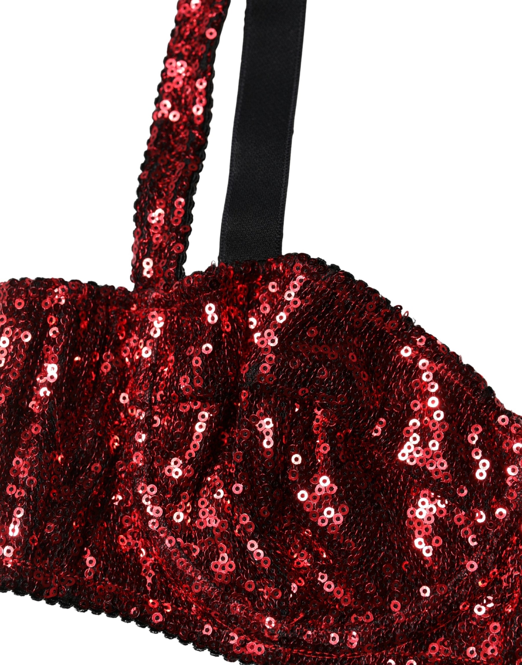 Dolce & Gabbana Red Sequined Nylon Balconnet Bra Underwear | Regal Royce