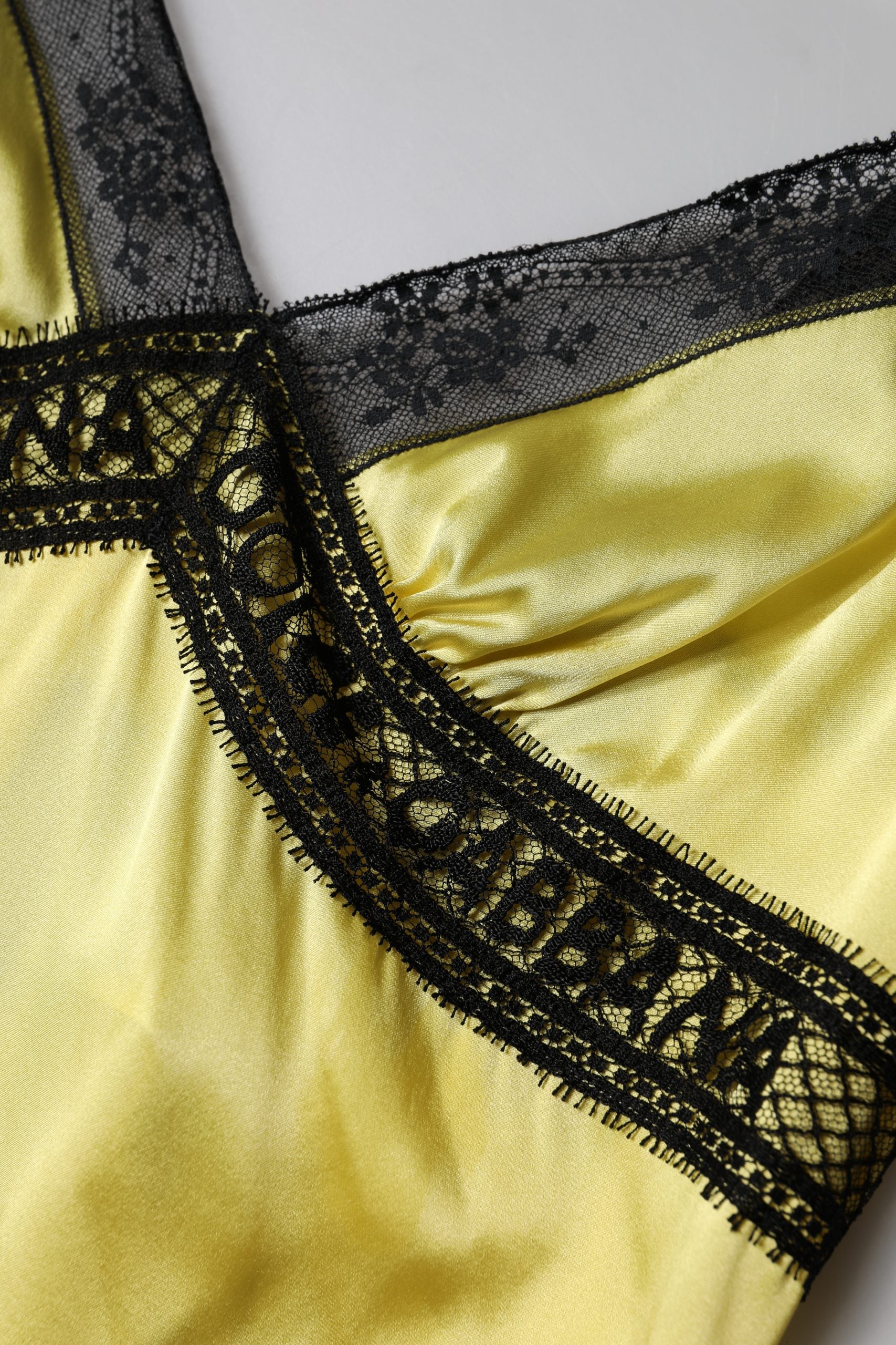 Dolce & Gabbana Yellow Silk Lace Trim Lingerie Top Underwear | Regal Royce