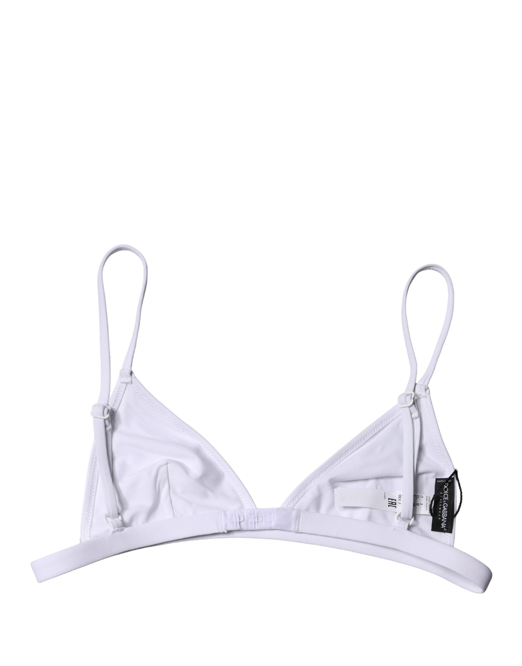 Dolce & Gabbana Top White Nylon Triangle Swimwear Beachwear Bikini | Regal Royce