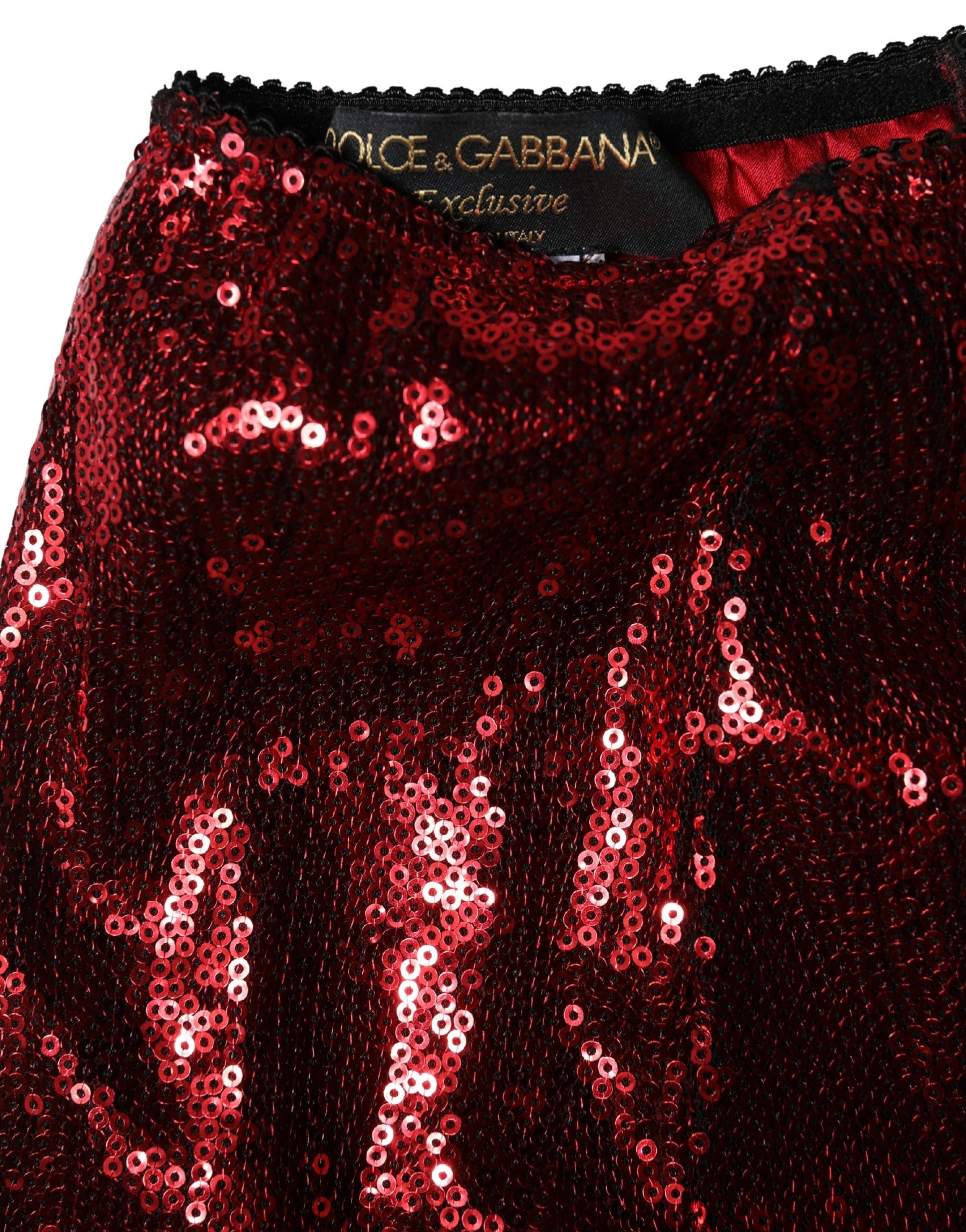 Dolce & Gabbana Red Sequin Embellished High Waist Girdle Underwear | Regal Royce