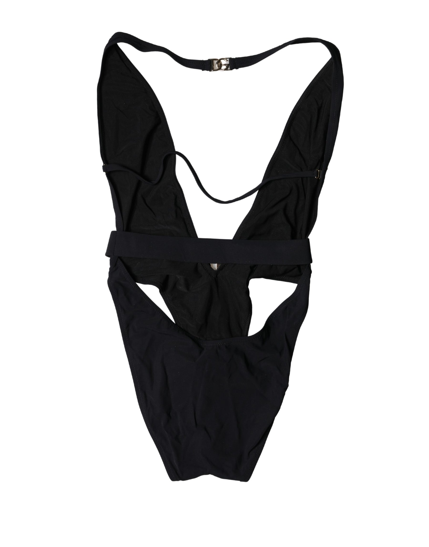 Dolce & Gabbana Black DG Nylon One-Piece Swimsuit Swimwear | Regal Royce