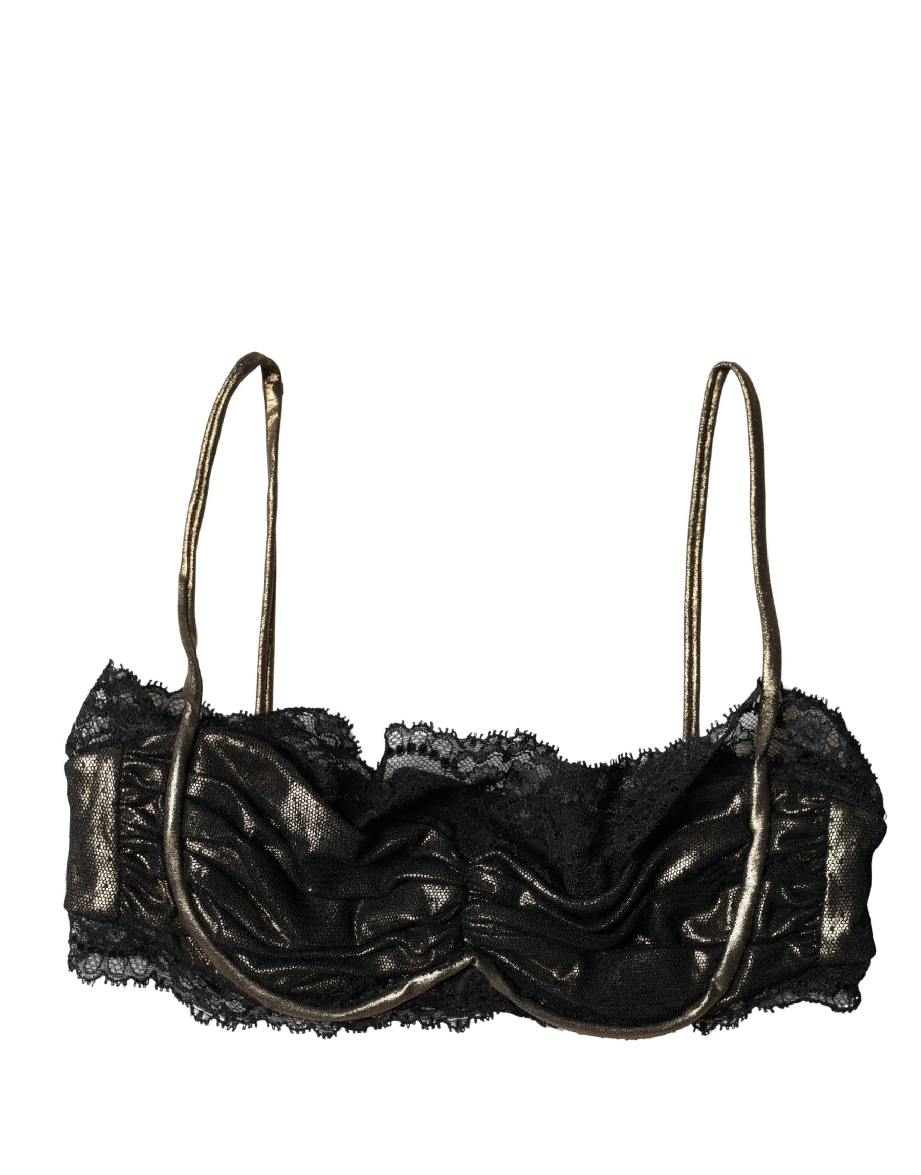 Dolce & Gabbana Black Silk Underwired Balconnet Bra Underwear | Regal Royce