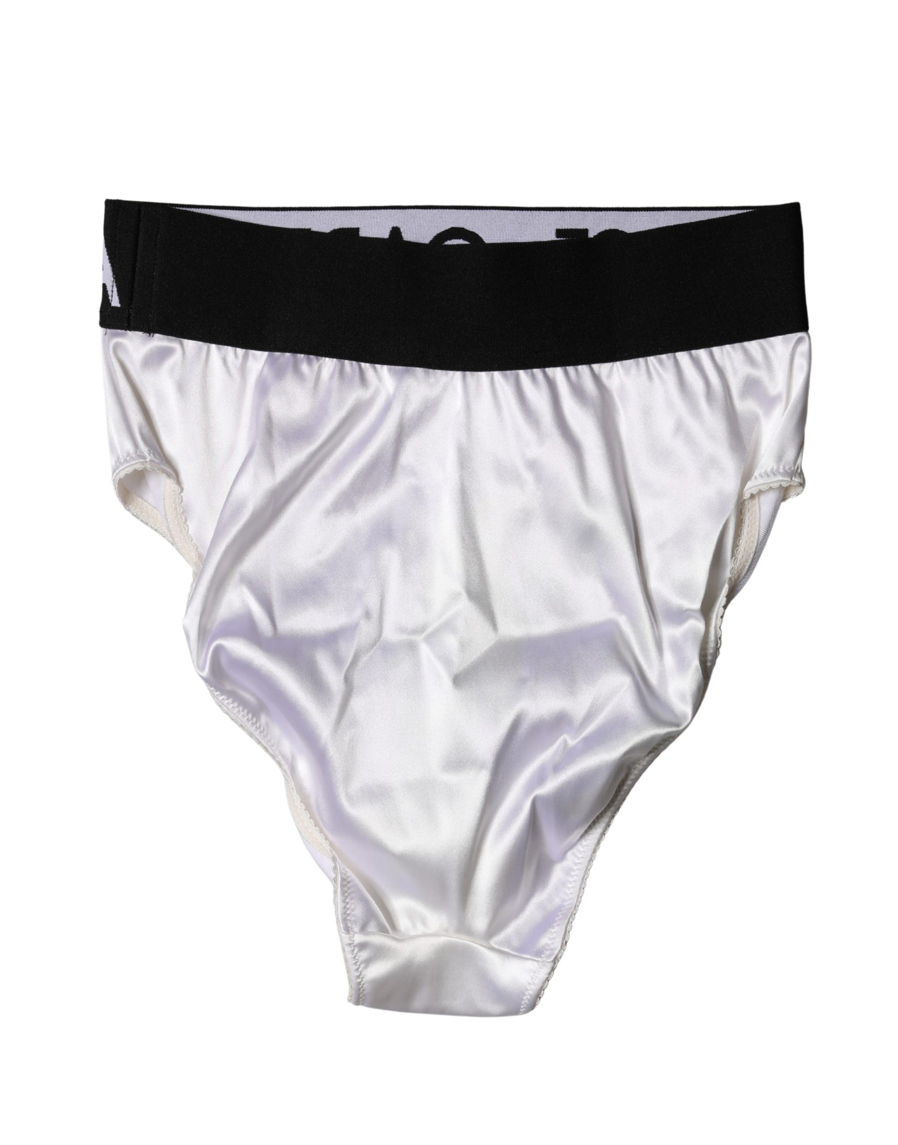 Dolce & Gabbana White Logo Brief High Waist Panty Underwear | Regal Royce