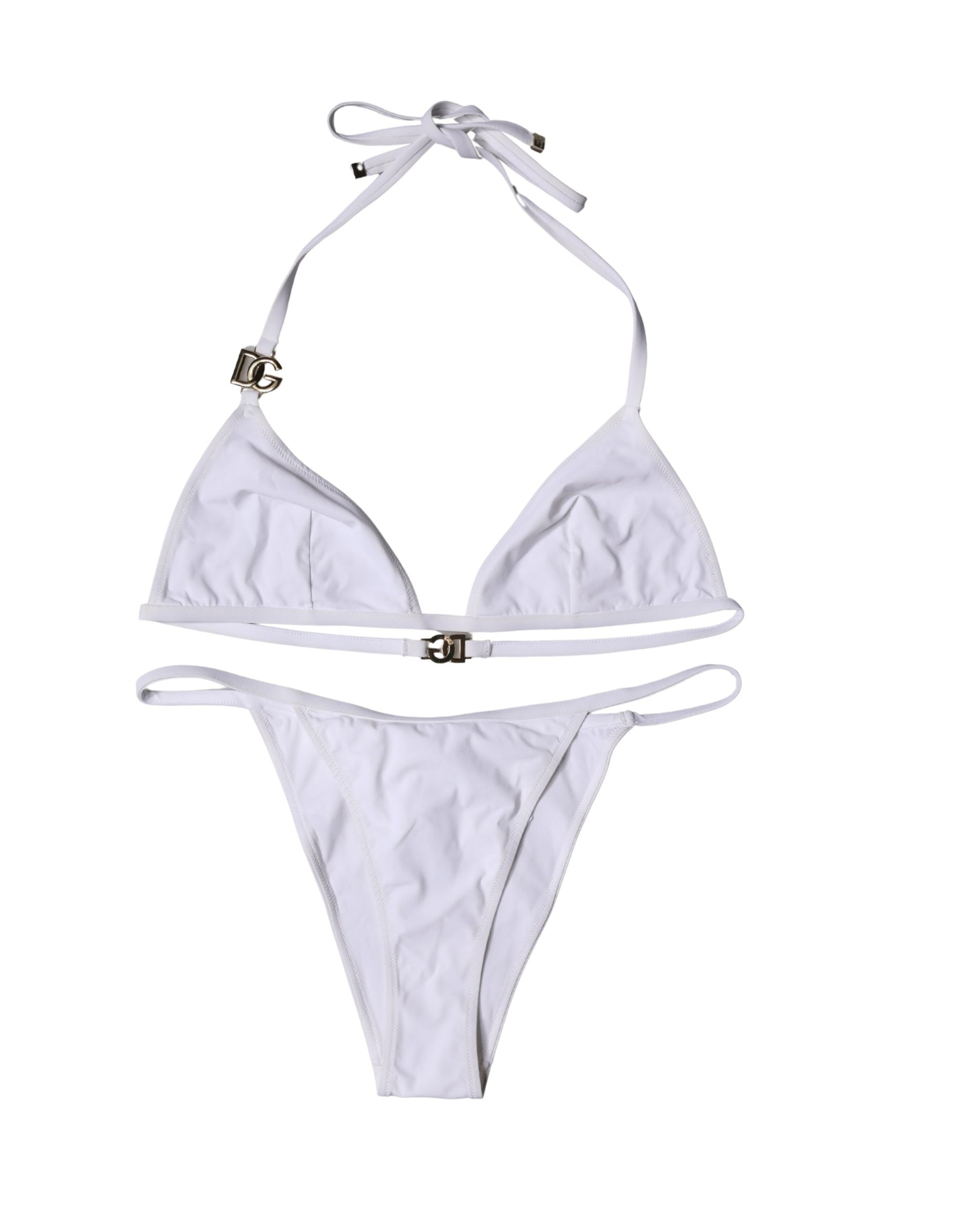 Dolce & Gabbana White Logo Swimsuit 2 Piece Top Bottom Swimwear | Regal Royce