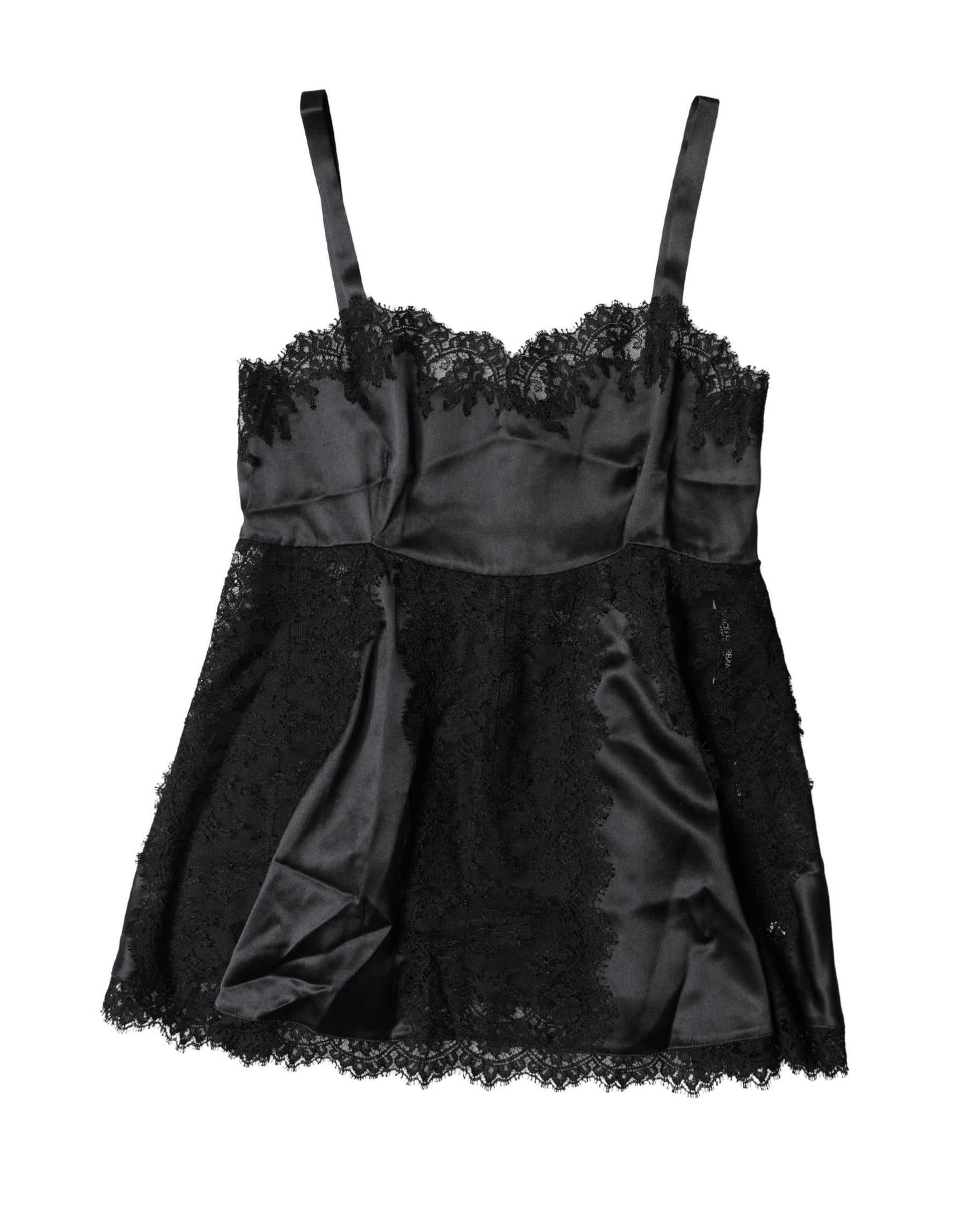 Dolce & Gabbana Black Silk Lace Trim Lingerie Top Underwear | Regal Royce