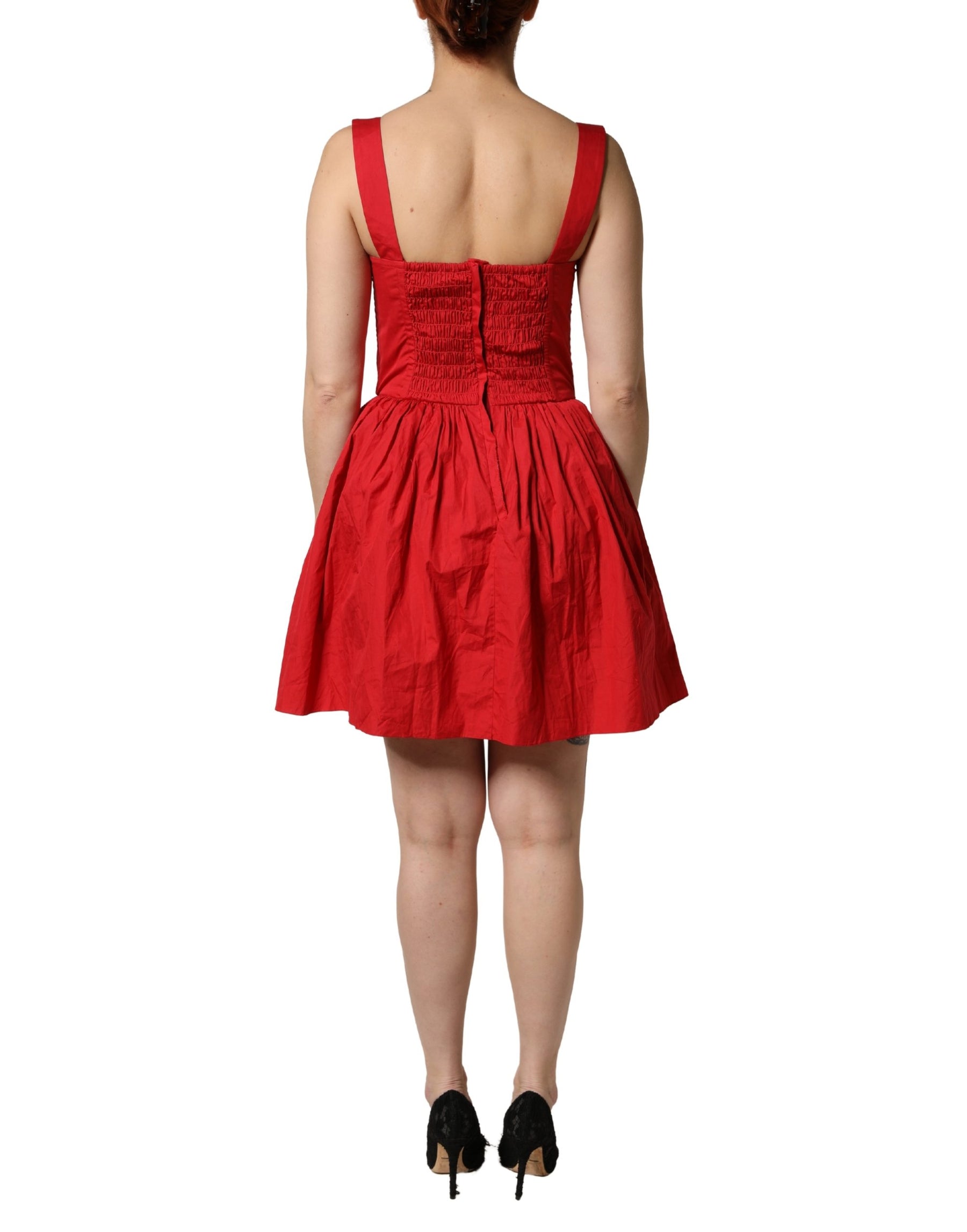 Dolce & Gabbana Red Cotton A-Line Sleeveless Mini Dress | Regal Royce