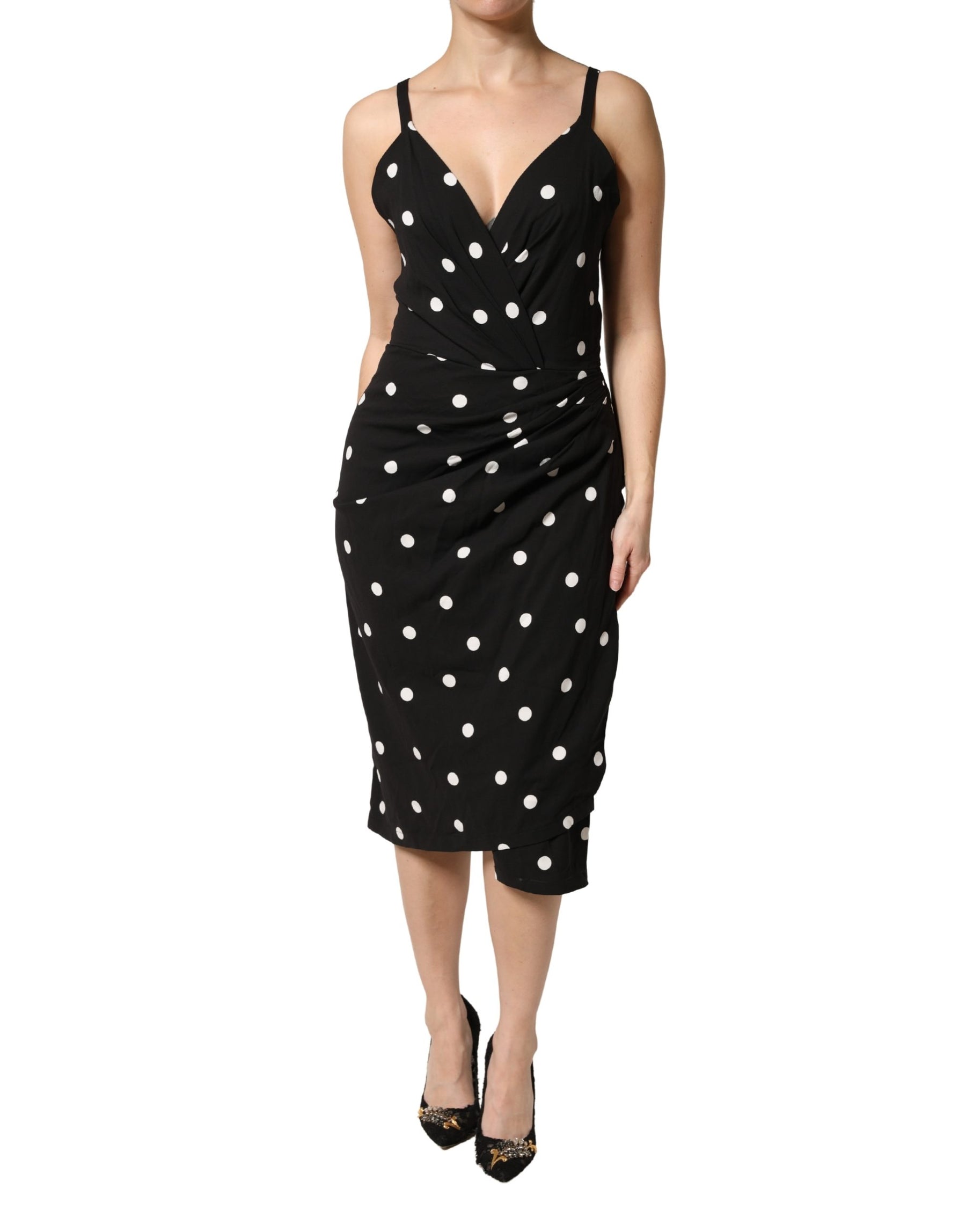 Dolce & Gabbana Black Polka Dotted Viscose Sheath Dress | Regal Royce