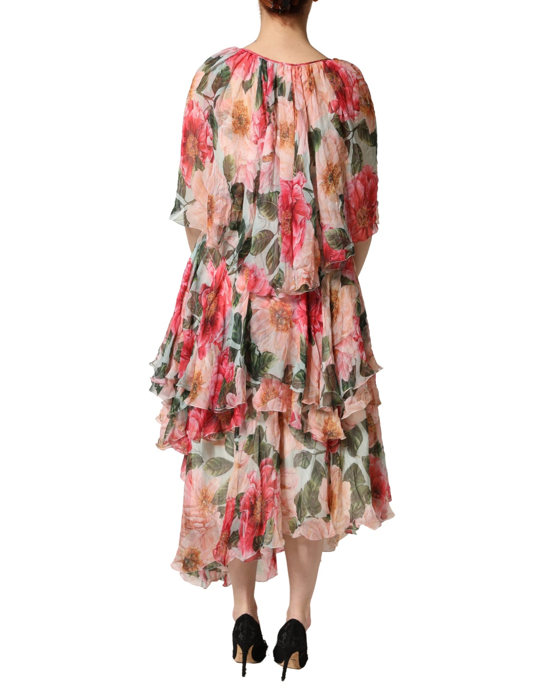 Dolce & Gabbana Multicolor Floral Silk Layered Maxi Dress | Regal Royce