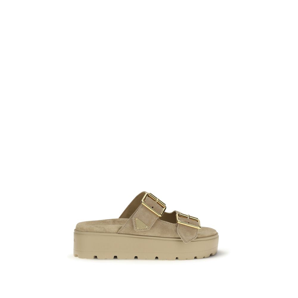 Prada Beige Calf Leather Bos Taurus Platform Sandals | Regal Royce