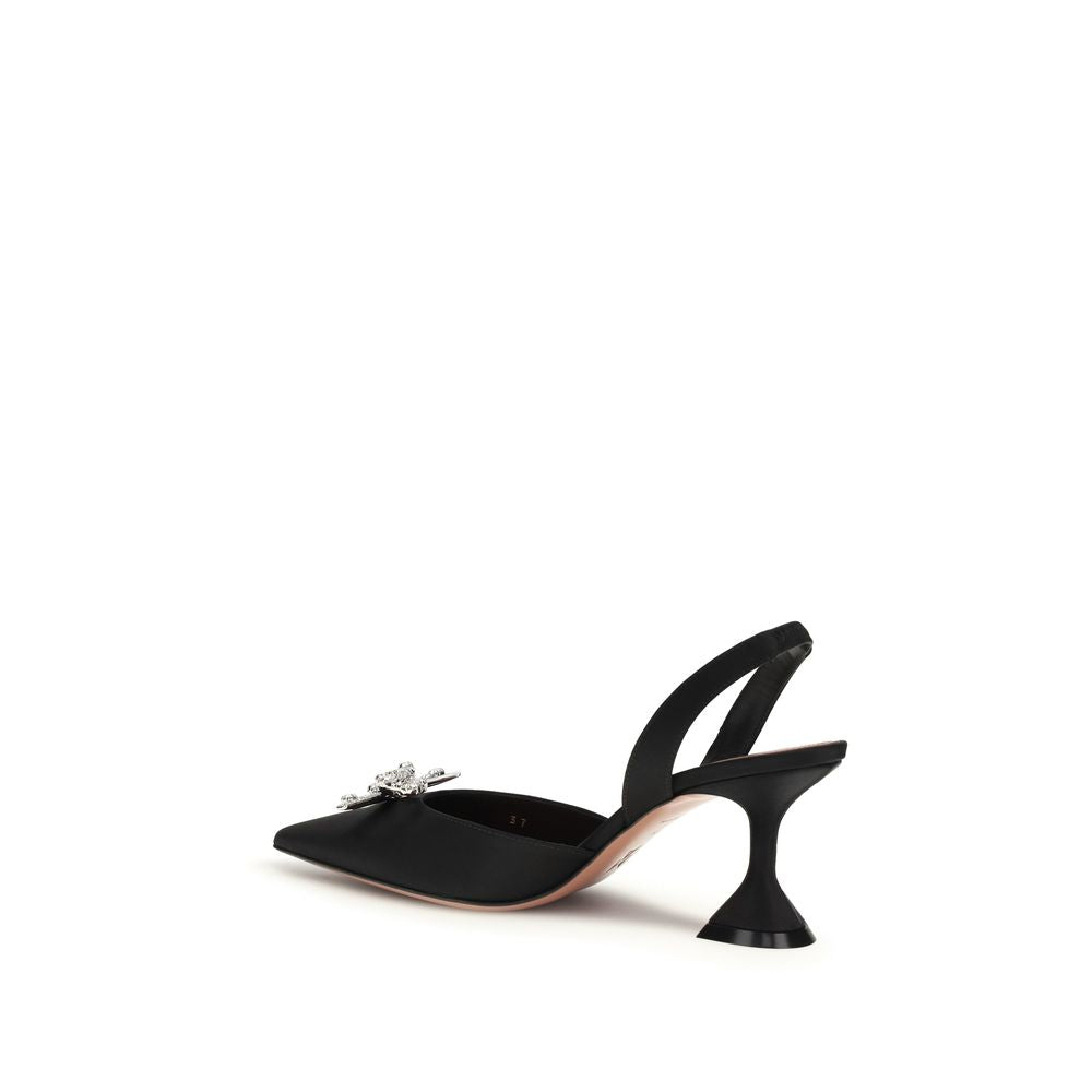 Amina Muaddi Black Silk High Heel Pumps | Regal Royce