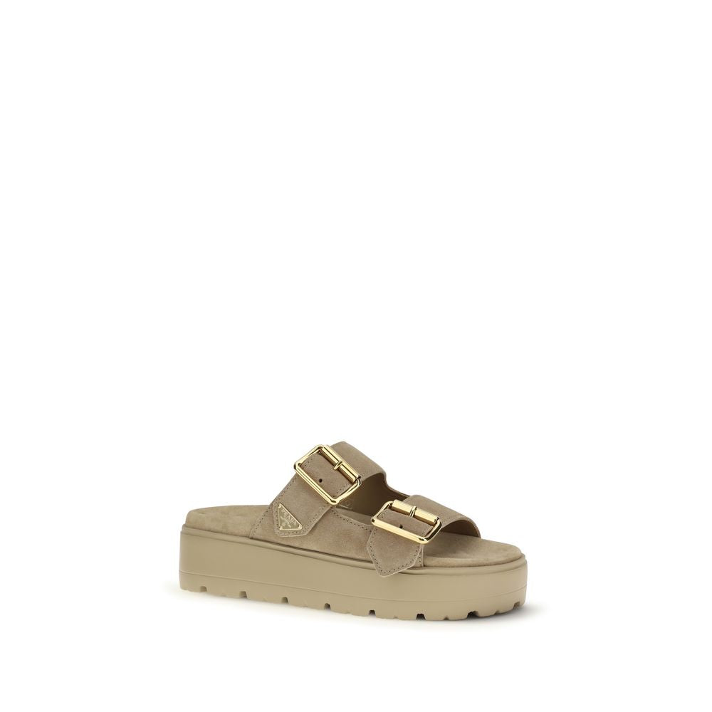 Prada Beige Calf Leather Bos Taurus Platform Sandals | Regal Royce