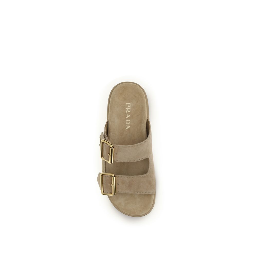 Prada Beige Calf Leather Bos Taurus Platform Sandals | Regal Royce