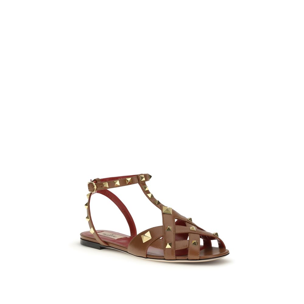 Valentino Garavani Brown Goatskin Strap-On Sandals | Regal Royce