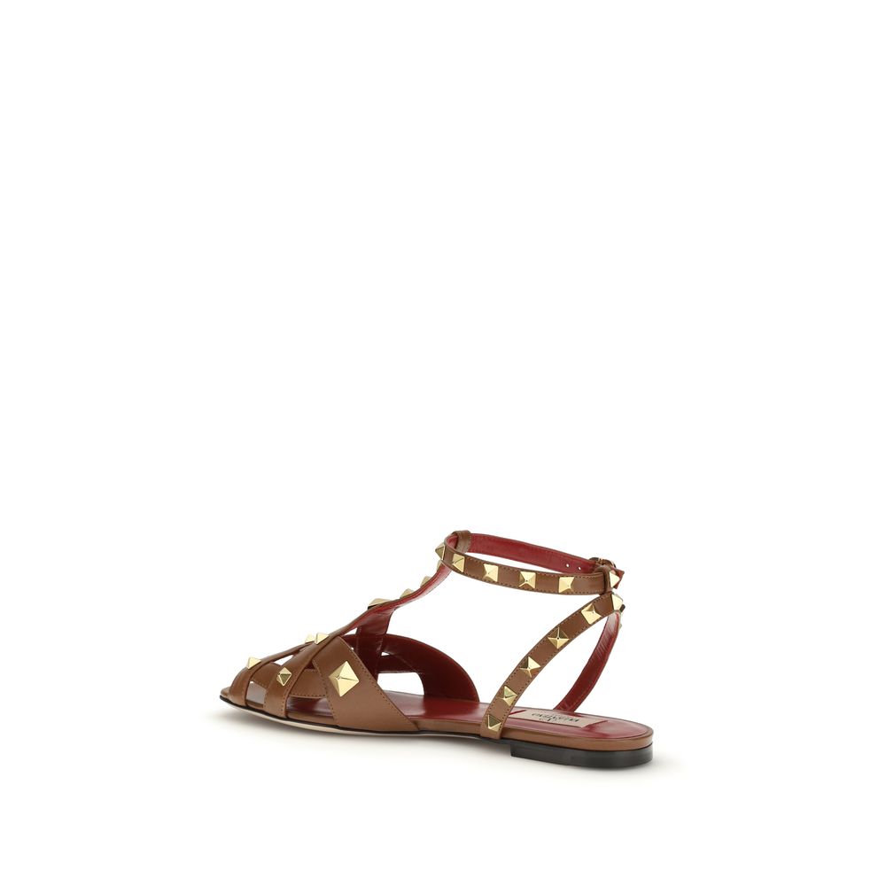 Valentino Garavani Brown Goatskin Strap-On Sandals | Regal Royce
