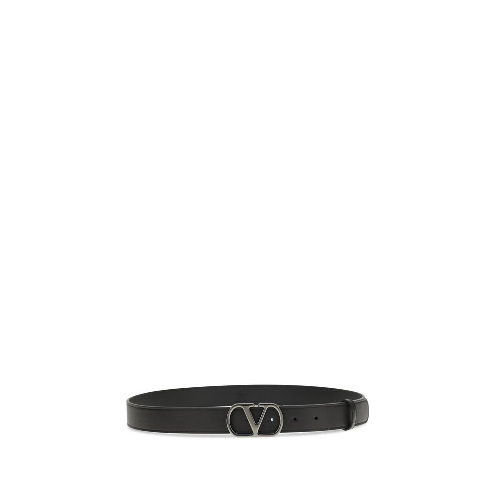 Valentino Garavani Black Calf Leather Bos Taurus Regular Belt | Regal Royce