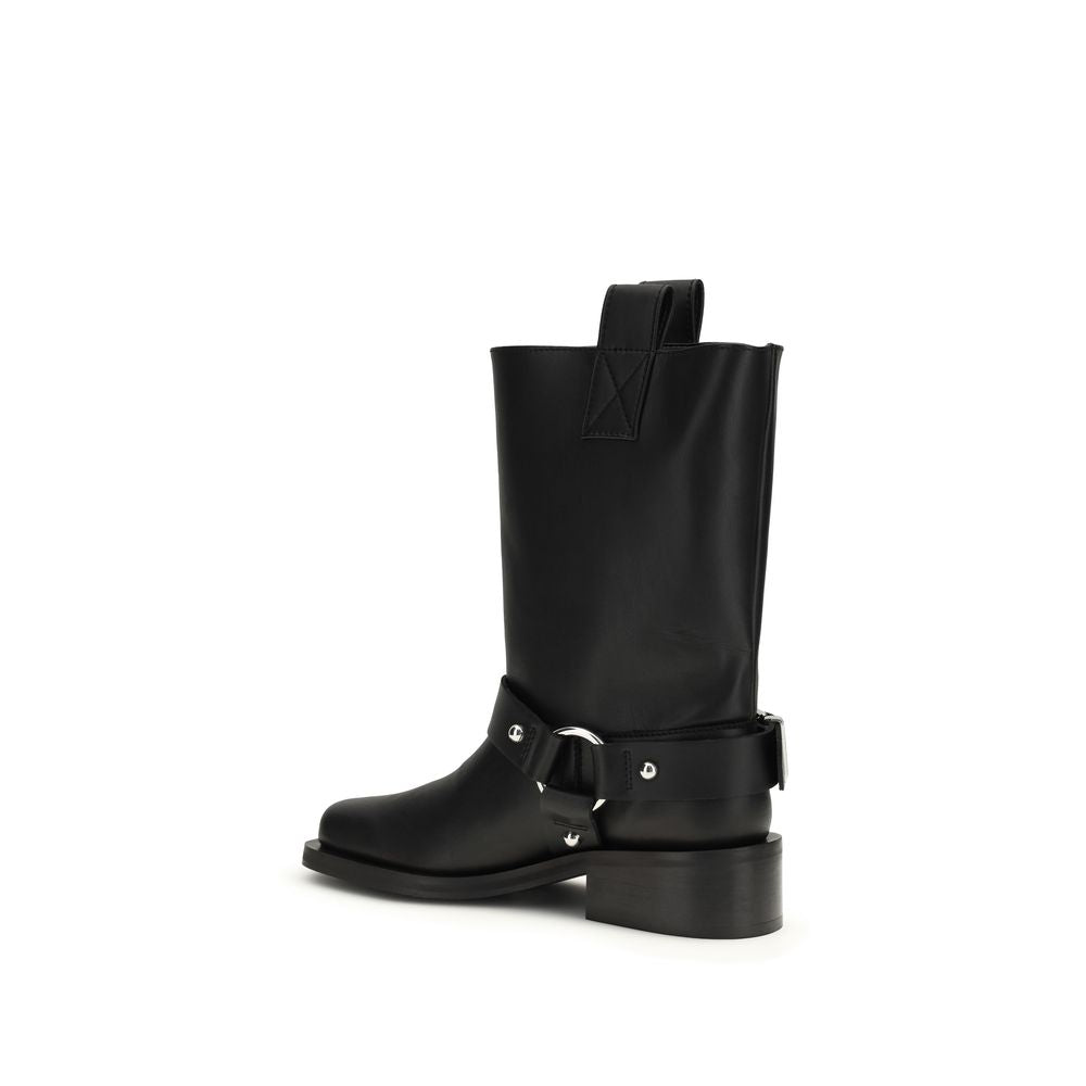 Ganni Black Calf Leather Bos Taurus Lace-Up Boots | Regal Royce