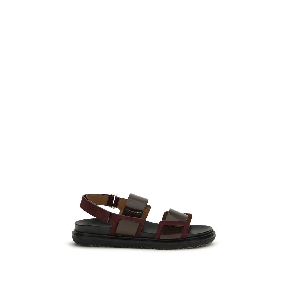 Marni Black Calf Leather Bos Taurus Strap-On Sandals | Regal Royce