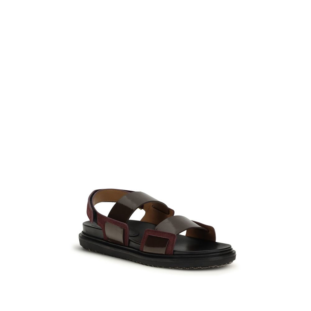 Marni Black Calf Leather Bos Taurus Strap-On Sandals | Regal Royce