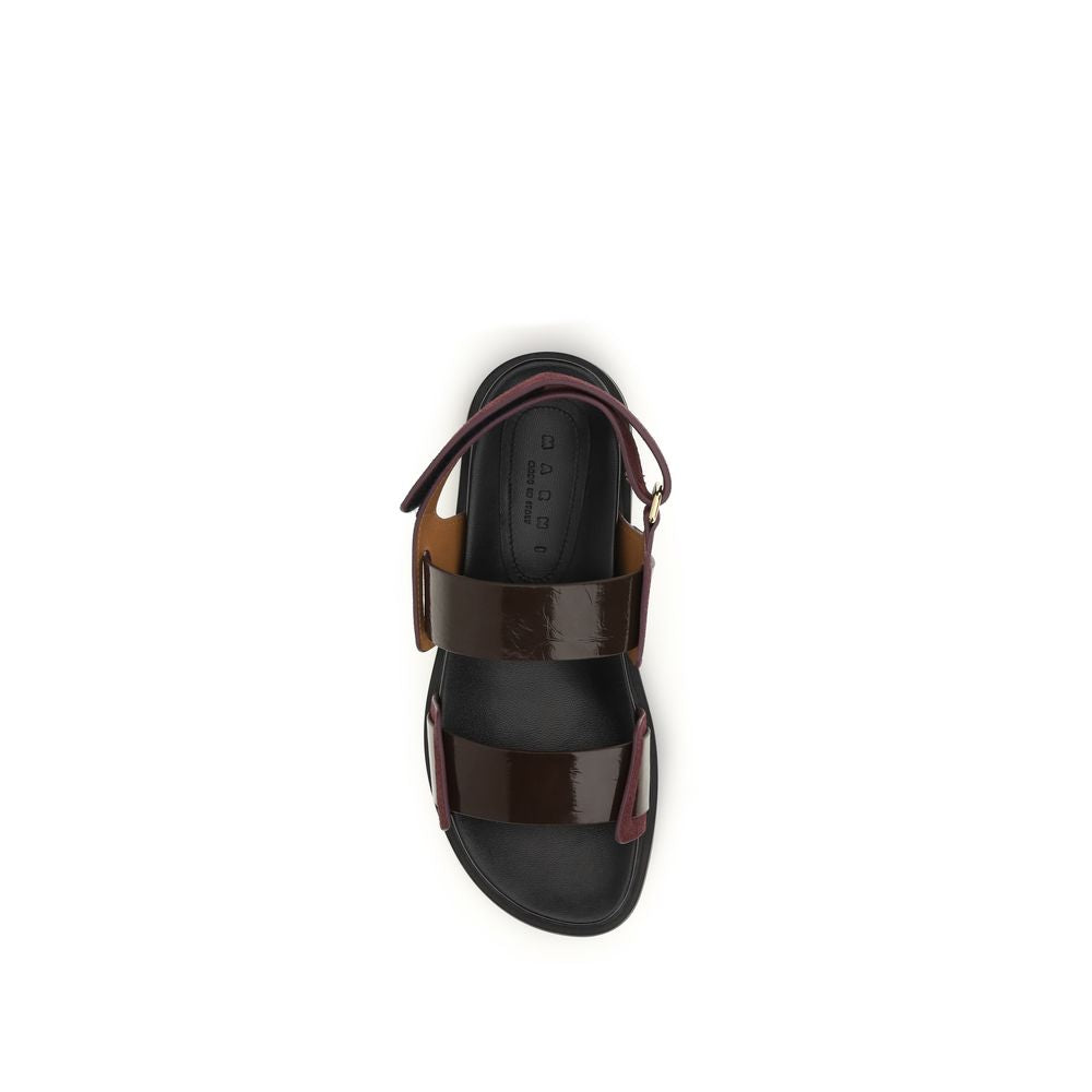 Marni Black Calf Leather Bos Taurus Strap-On Sandals | Regal Royce