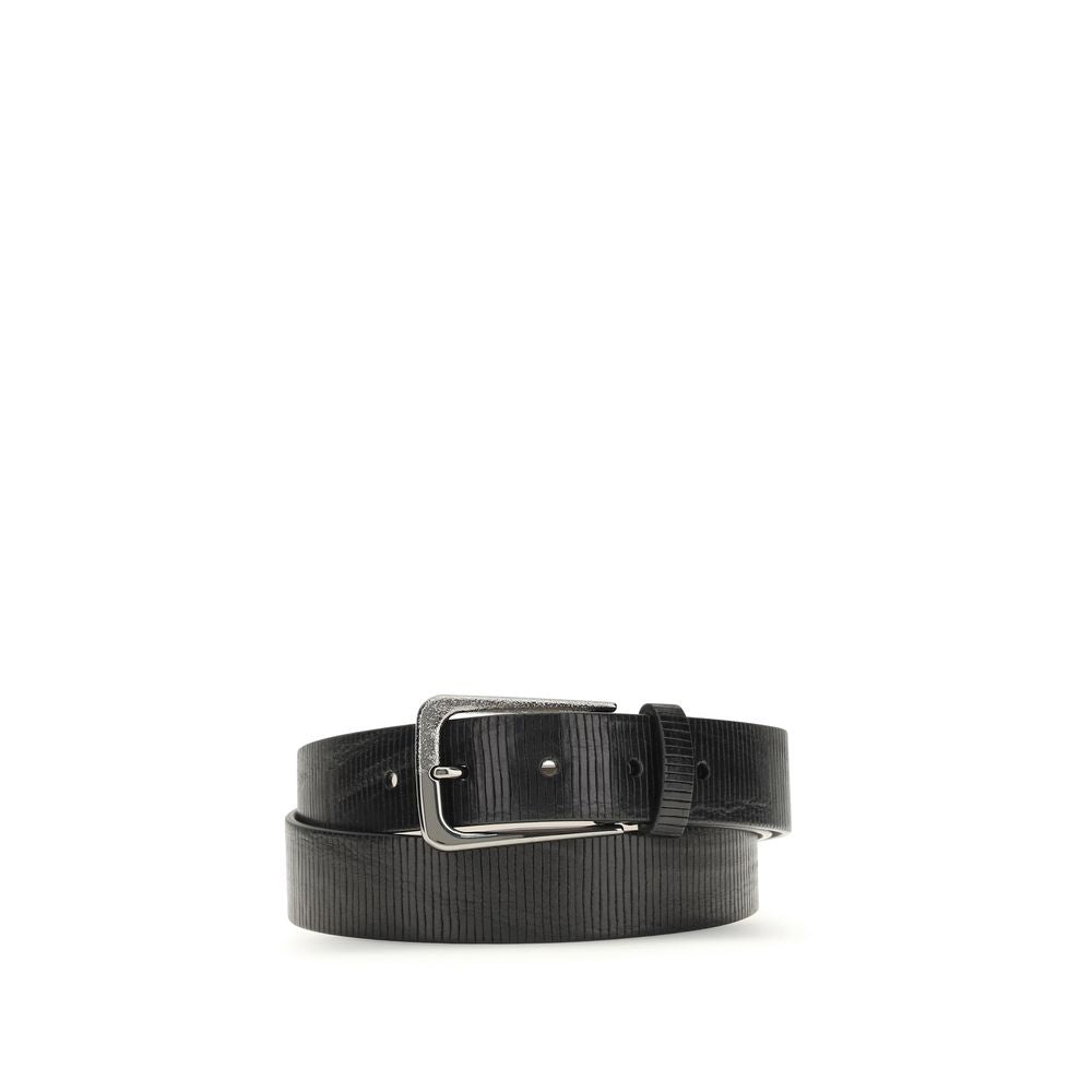 Brunello Cucinelli Black Calf Leather Bos Taurus Regular Belt | Regal Royce