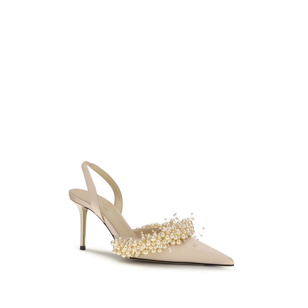 MACH & MACH Beige Silk Pumps | Regal Royce
