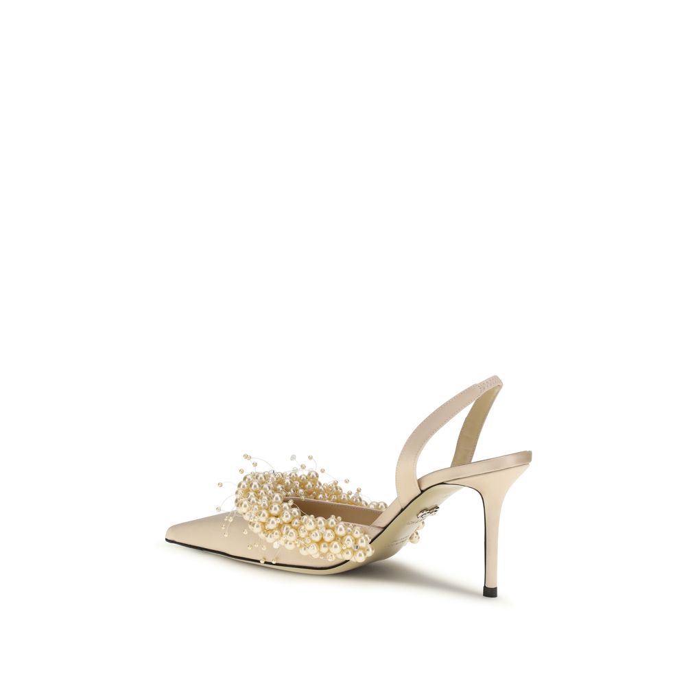 MACH & MACH Beige Silk Pumps | Regal Royce