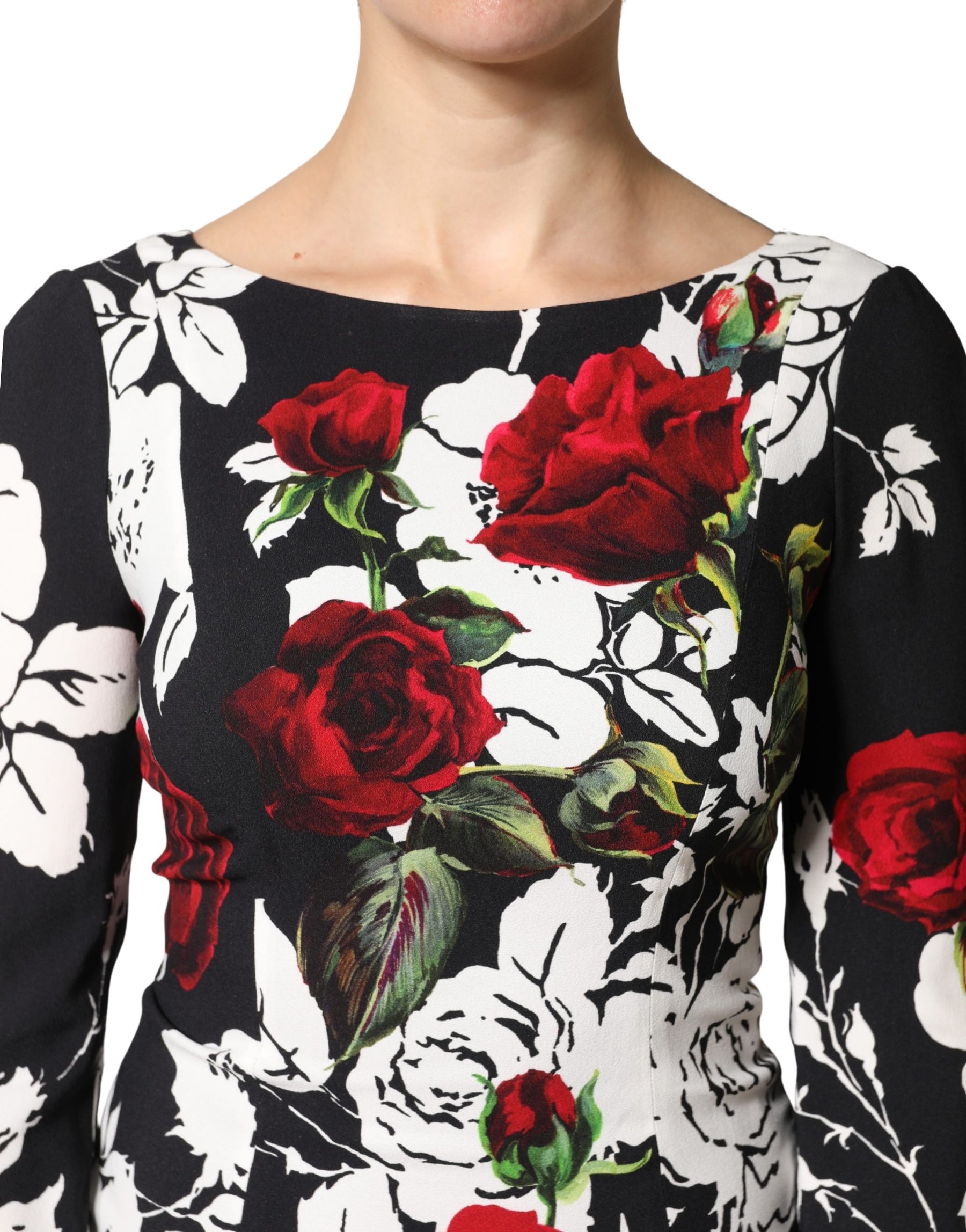 Dolce & Gabbana Black Floral Viscose Bodycon Long Gown Dress | Regal Royce