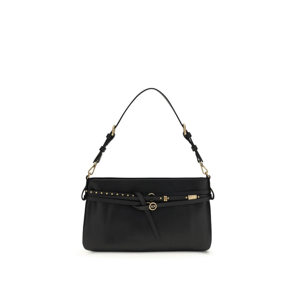 PINKO Black Calf Leather Bos Taurus Shoulder Bag | Regal Royce