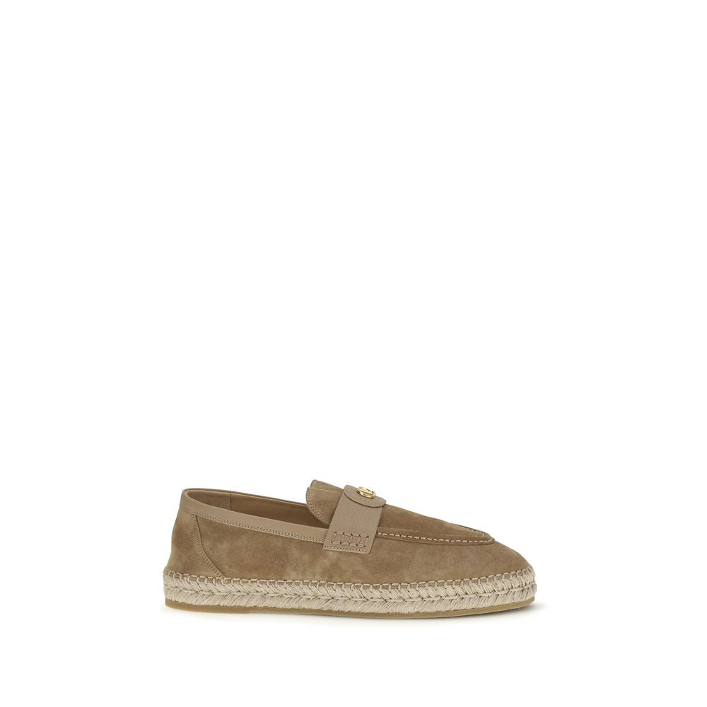 Valentino Garavani Beige Calf Leather Bos Taurus Espadrilles | Regal Royce