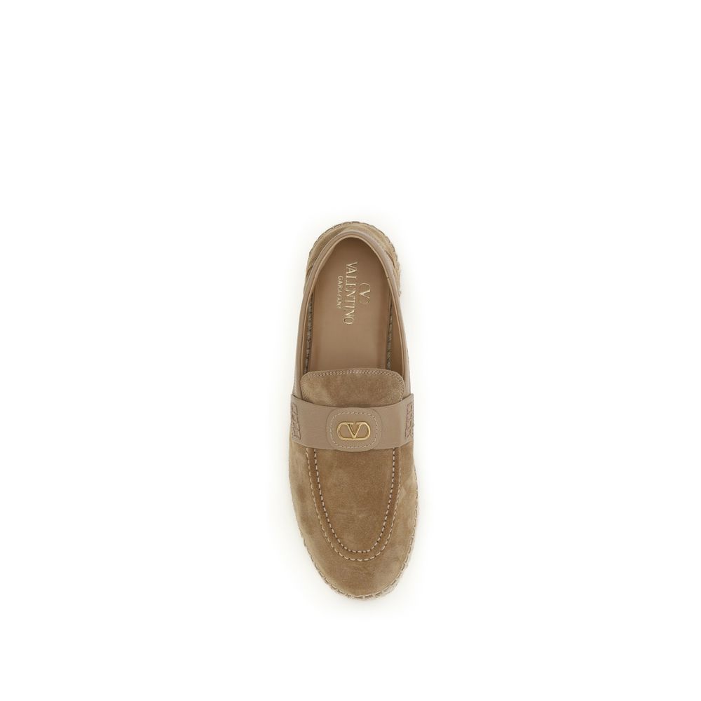 Valentino Garavani Beige Calf Leather Bos Taurus Espadrilles | Regal Royce