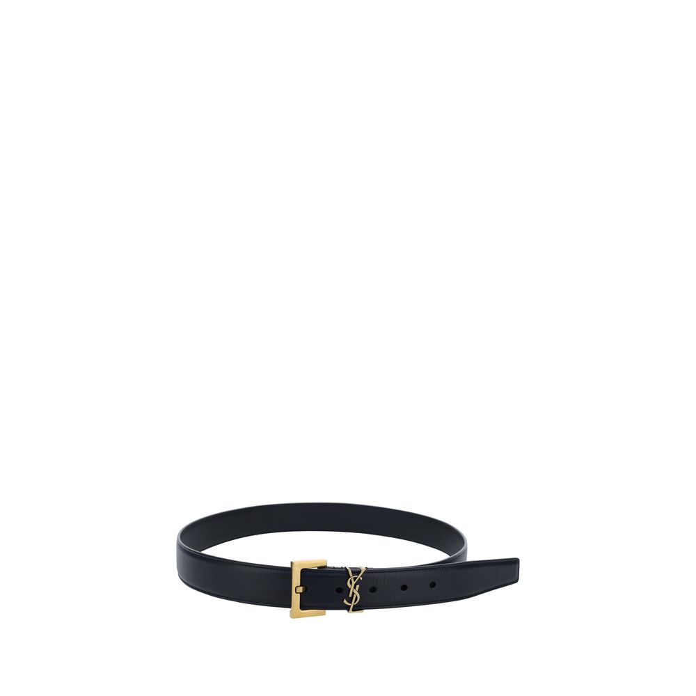 Saint Laurent Black Calf Leather Bos Taurus Regular Belt | Regal Royce