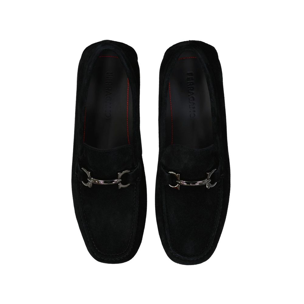 Salvatore Ferragamo Black Leather Slip-On Loafers | Regal Royce
