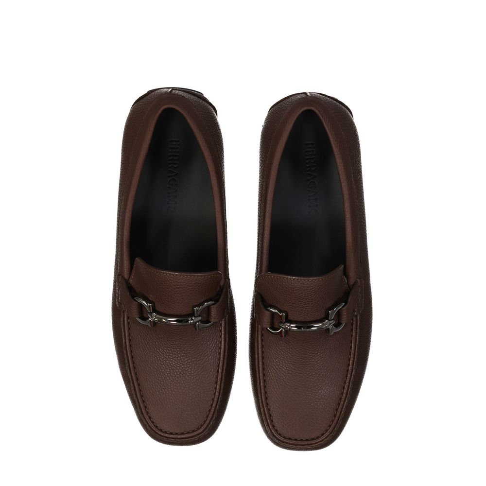 Salvatore Ferragamo Brown Calfskin Slip-On Loafers | Regal Royce