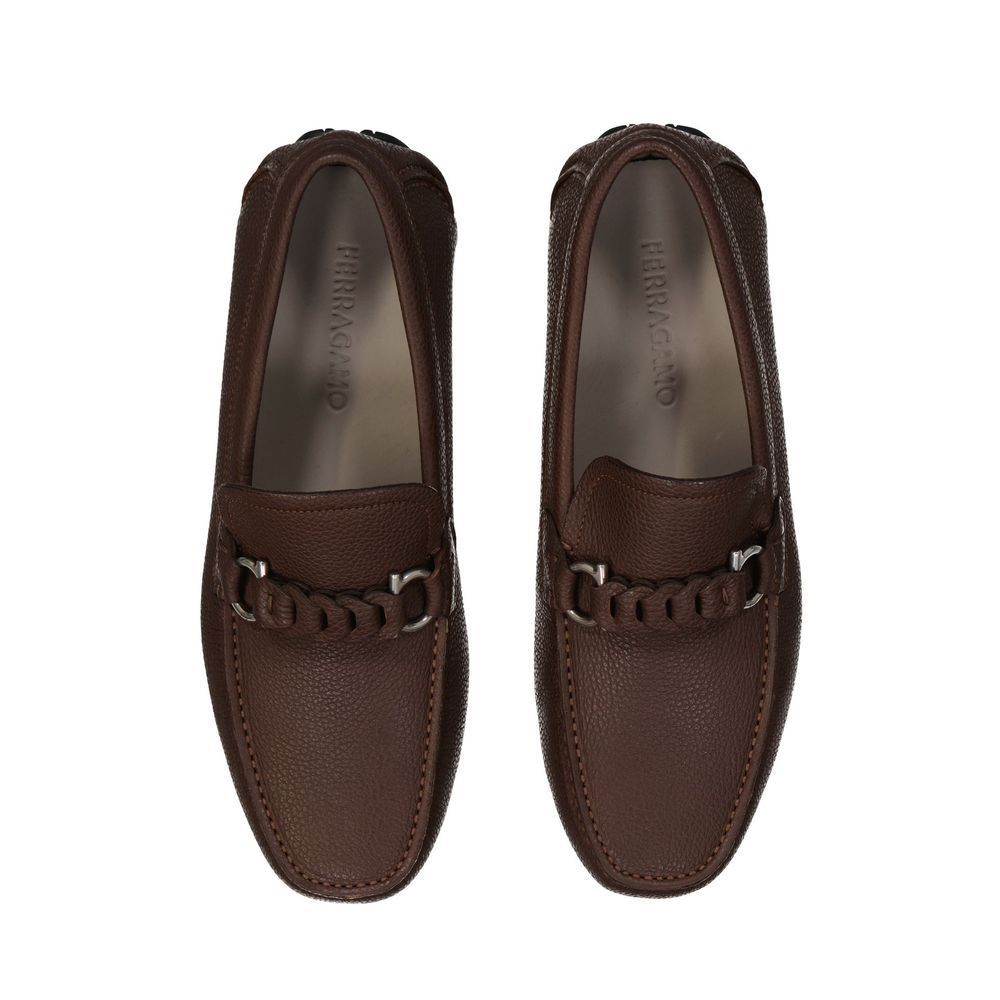 Salvatore Ferragamo Brown Calfskin Slip-On Loafers | Regal Royce