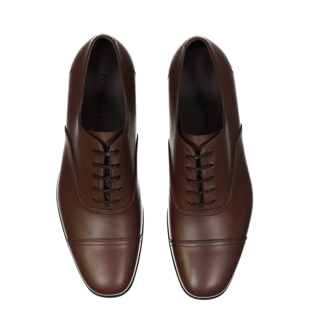 Salvatore Ferragamo Brown Leather Oxfords And Derbies | Regal Royce