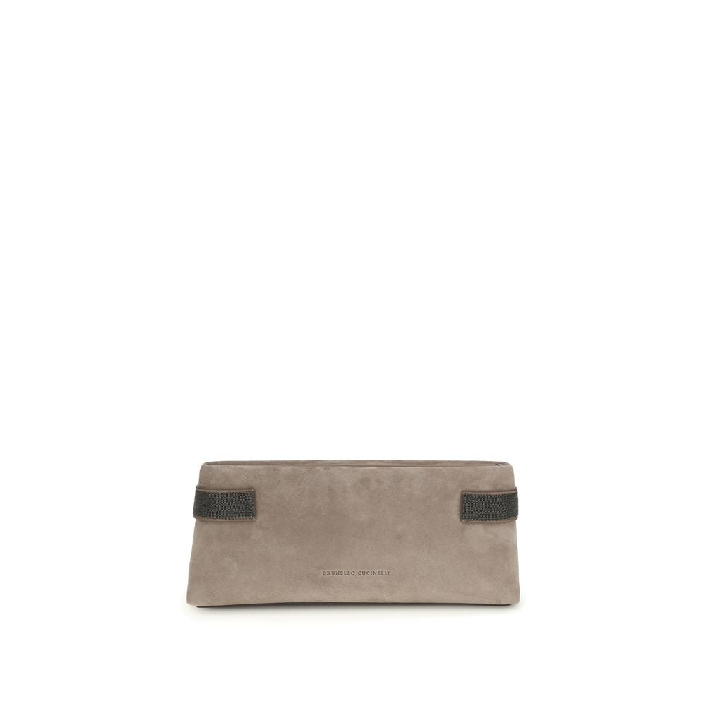 Brunello Cucinelli Gray Calf Leather Bos Taurus Clutch Bag | Regal Royce