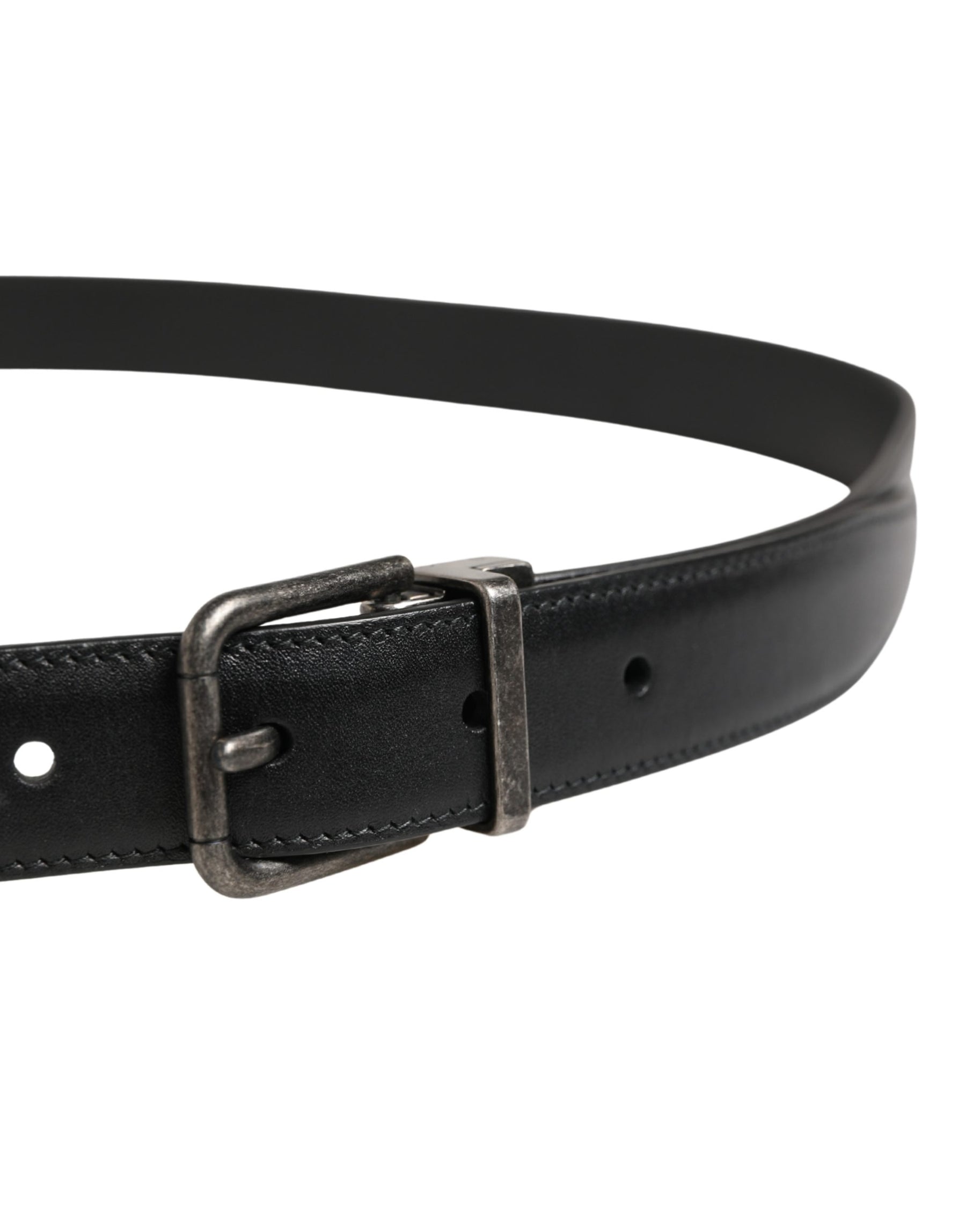 Dolce & Gabbana Men Black Classic Leather Metal Buckle Belt | Regal Royce