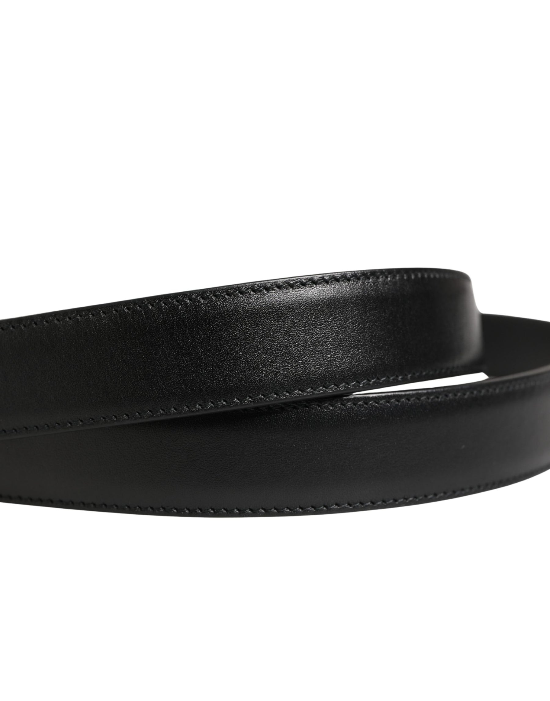 Dolce & Gabbana Men Black Classic Leather Metal Buckle Belt | Regal Royce