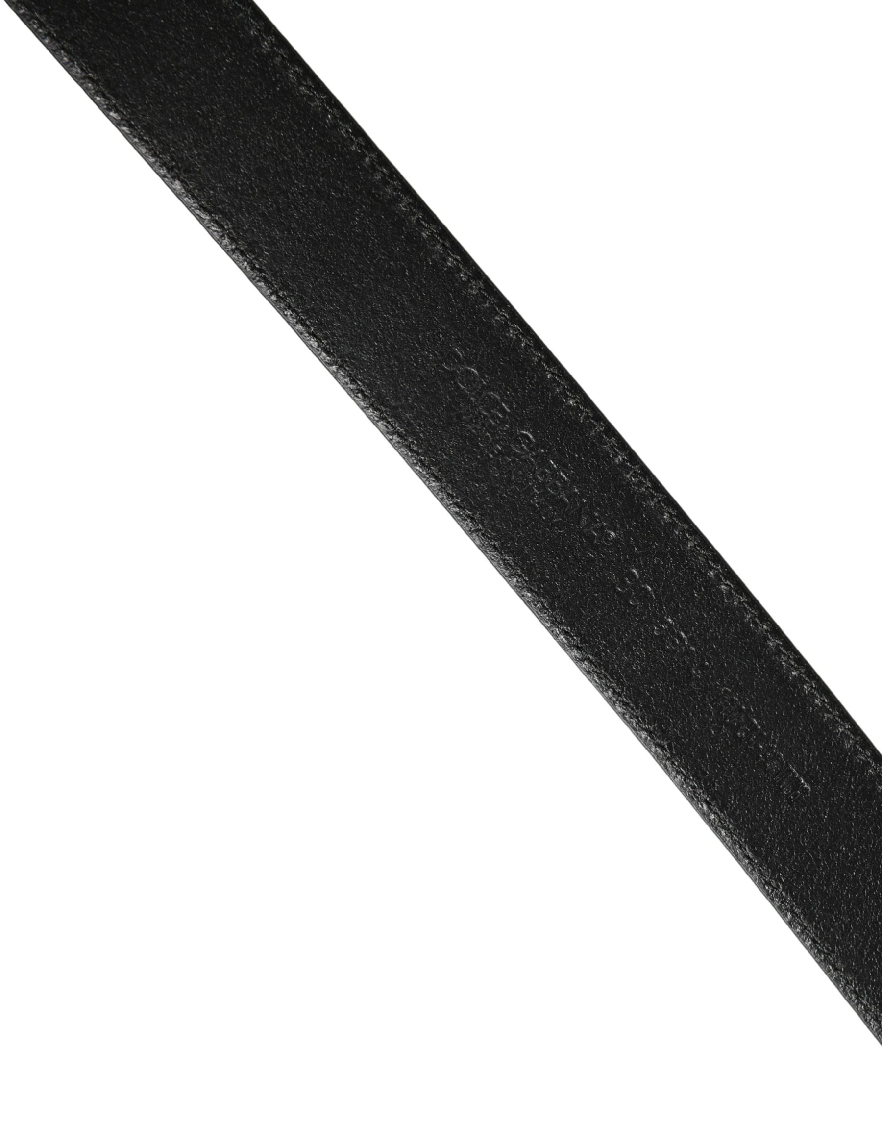Dolce & Gabbana Men Black Classic Leather Metal Buckle Belt | Regal Royce