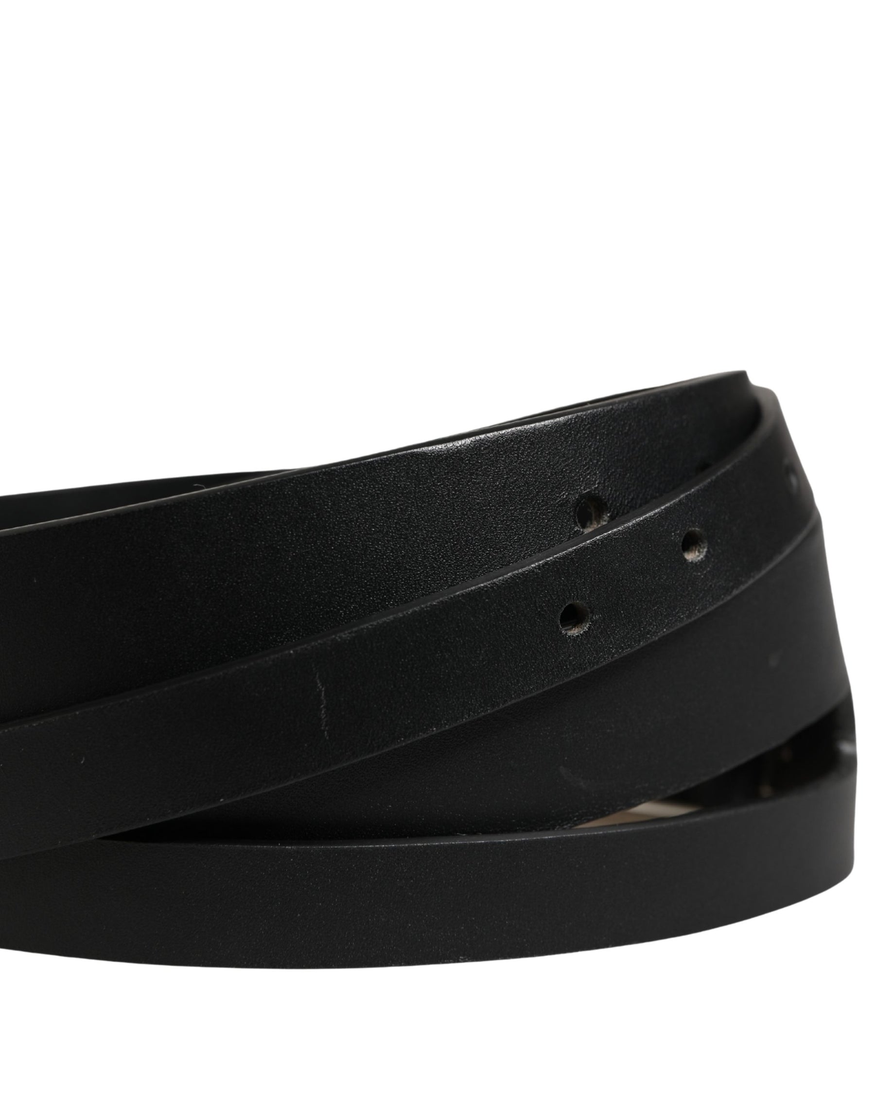 Dolce & Gabbana Black Double Strap Leather Silver Buckle Belt | Regal Royce