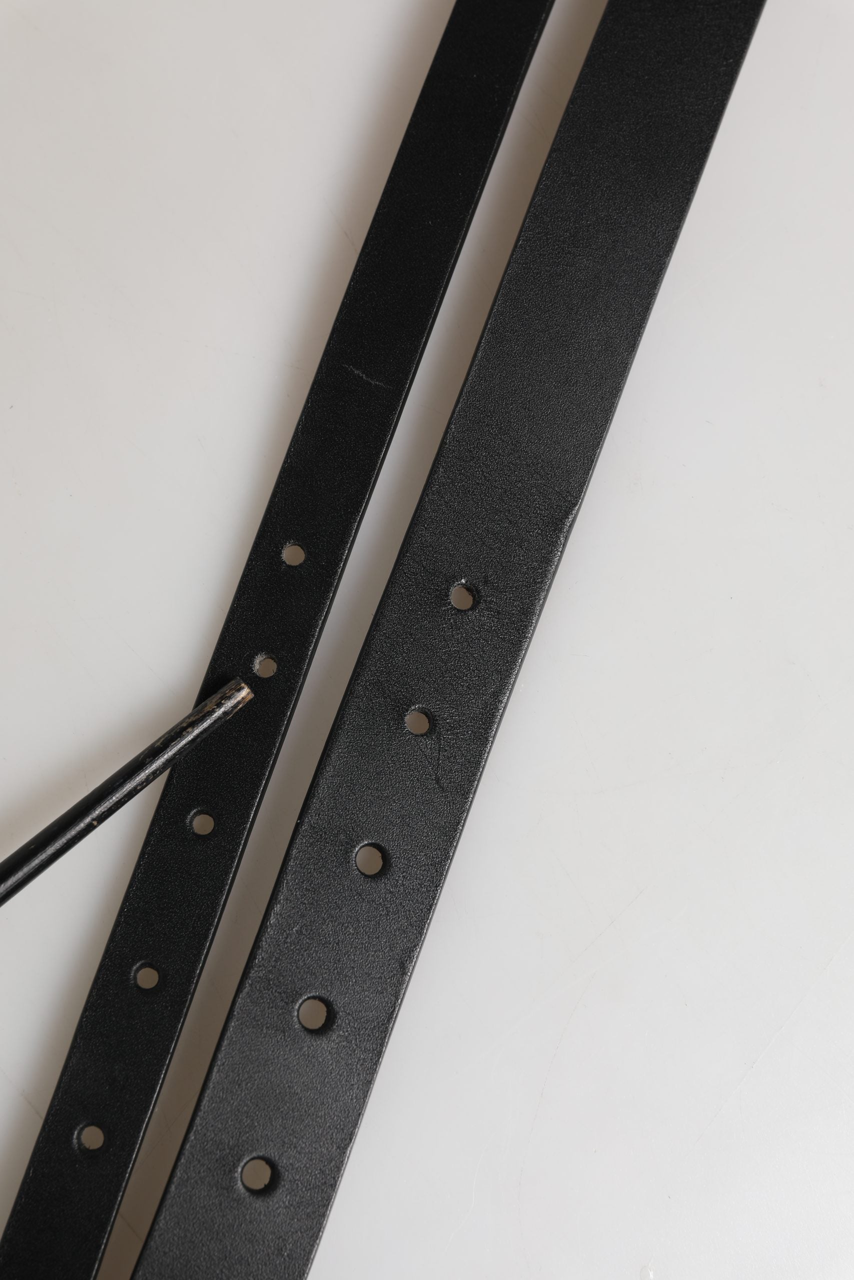 Dolce & Gabbana Black Double Strap Leather Silver Buckle Belt | Regal Royce