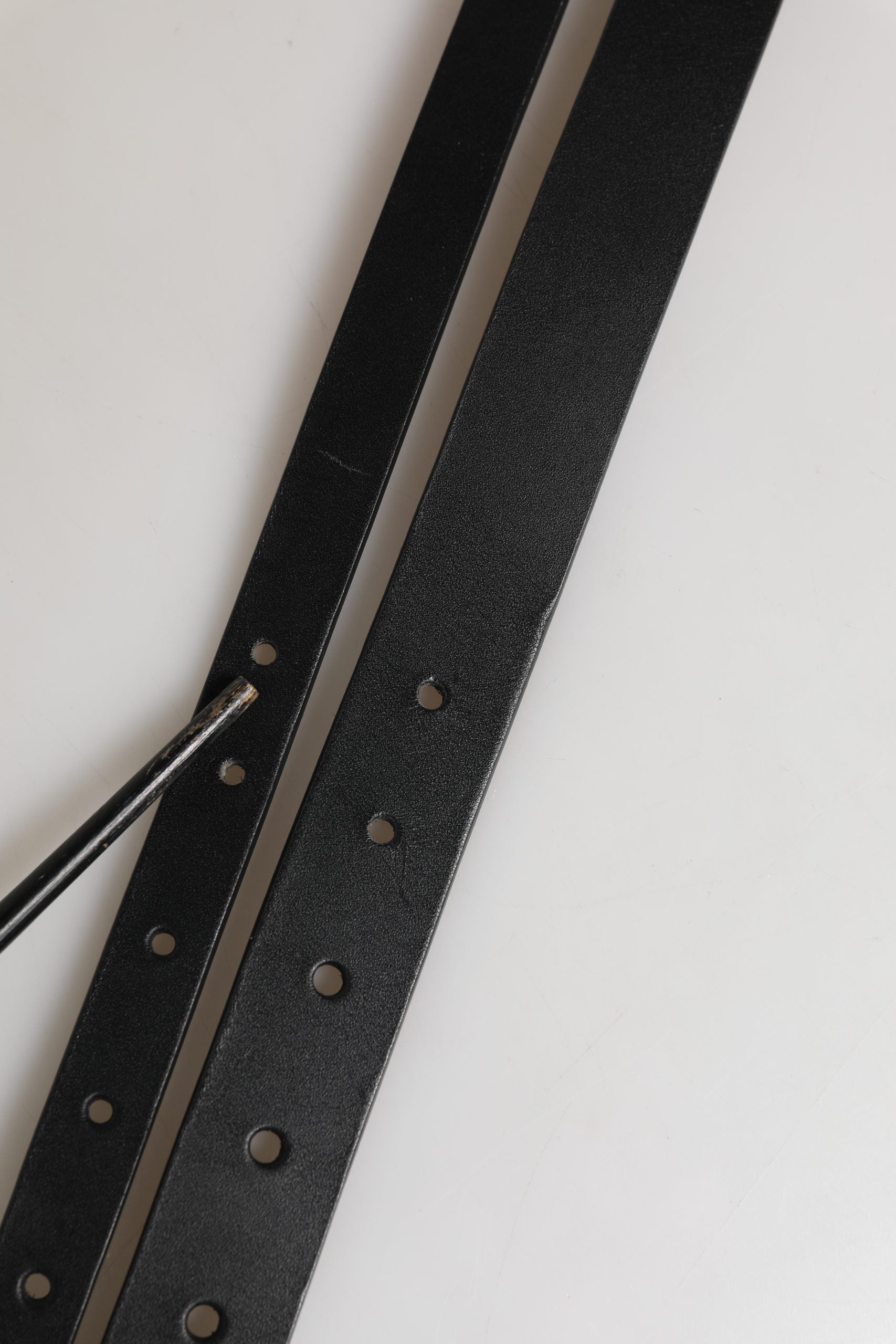 Dolce & Gabbana Black Double Strap Leather Silver Buckle Belt | Regal Royce