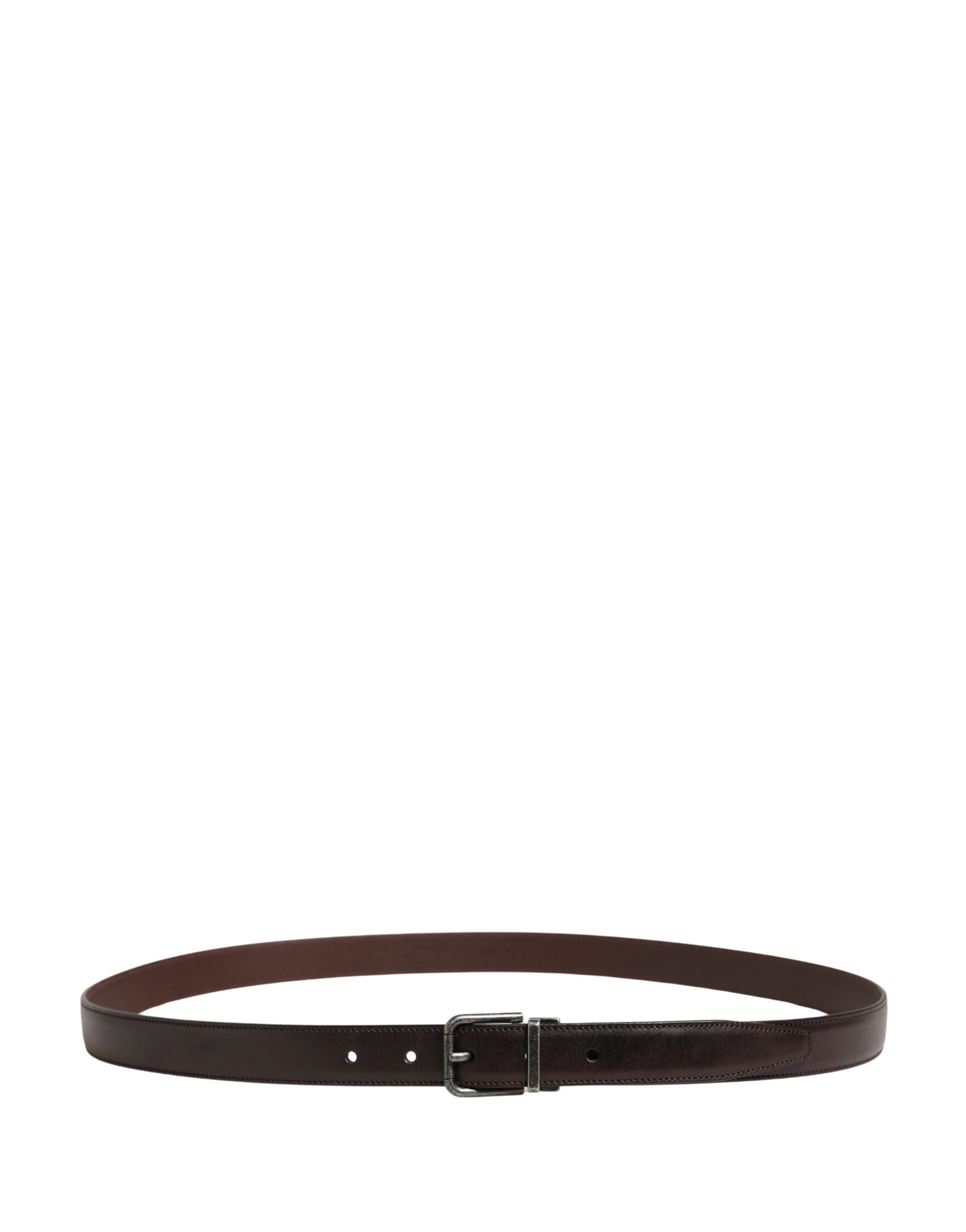 Dolce & Gabbana Men Brown Classic Leather Metal Buckle Belt | Regal Royce