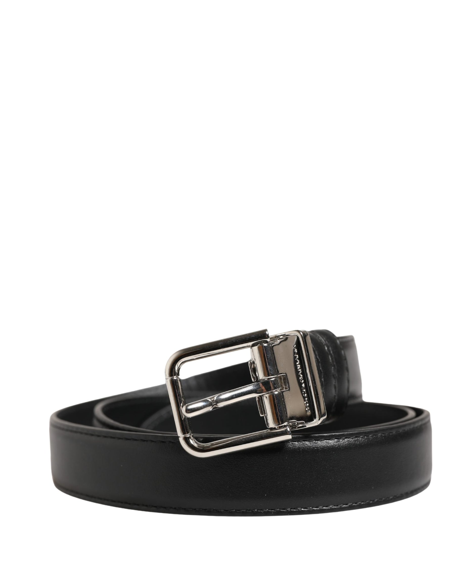Dolce & Gabbana Men Black Classic Leather Metal Buckle Belt | Regal Royce
