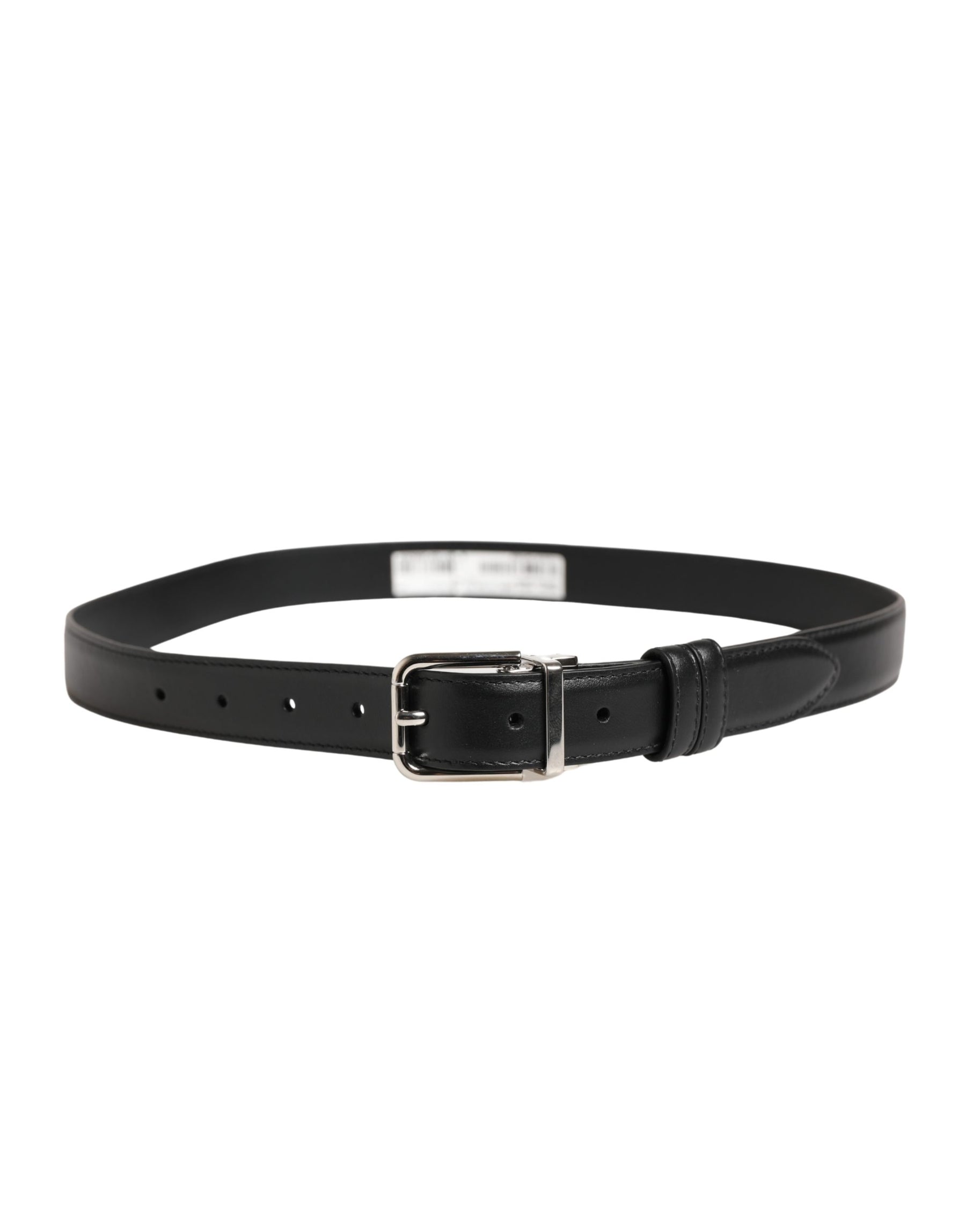 Dolce & Gabbana Men Black Classic Leather Metal Buckle Belt | Regal Royce