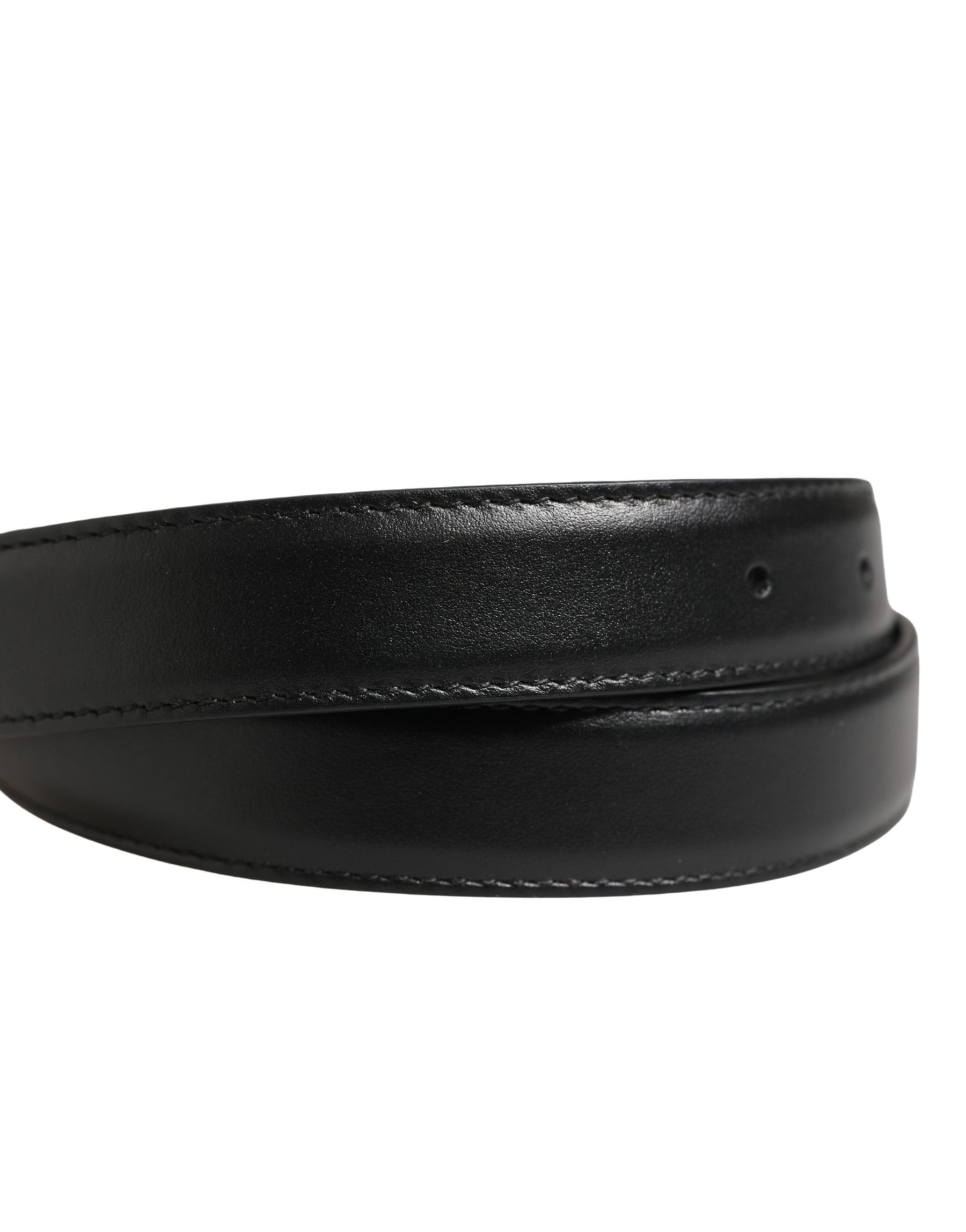 Dolce & Gabbana Men Black Classic Leather Metal Buckle Belt | Regal Royce