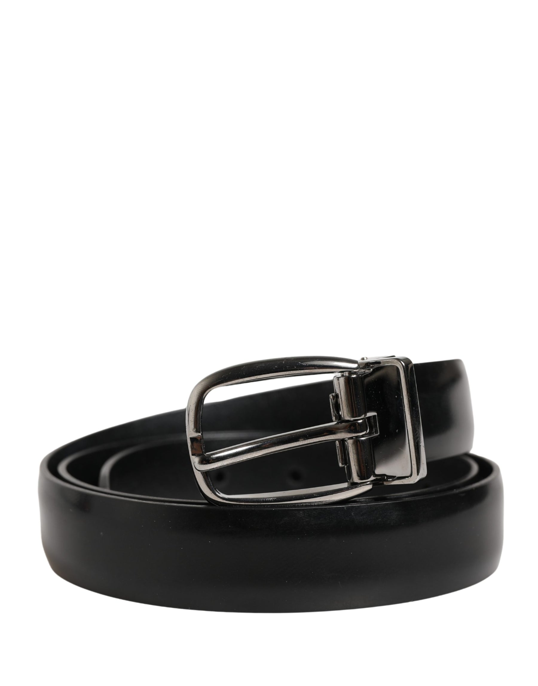 Dolce & Gabbana Men Black Classic Leather Metal Buckle Belt | Regal Royce