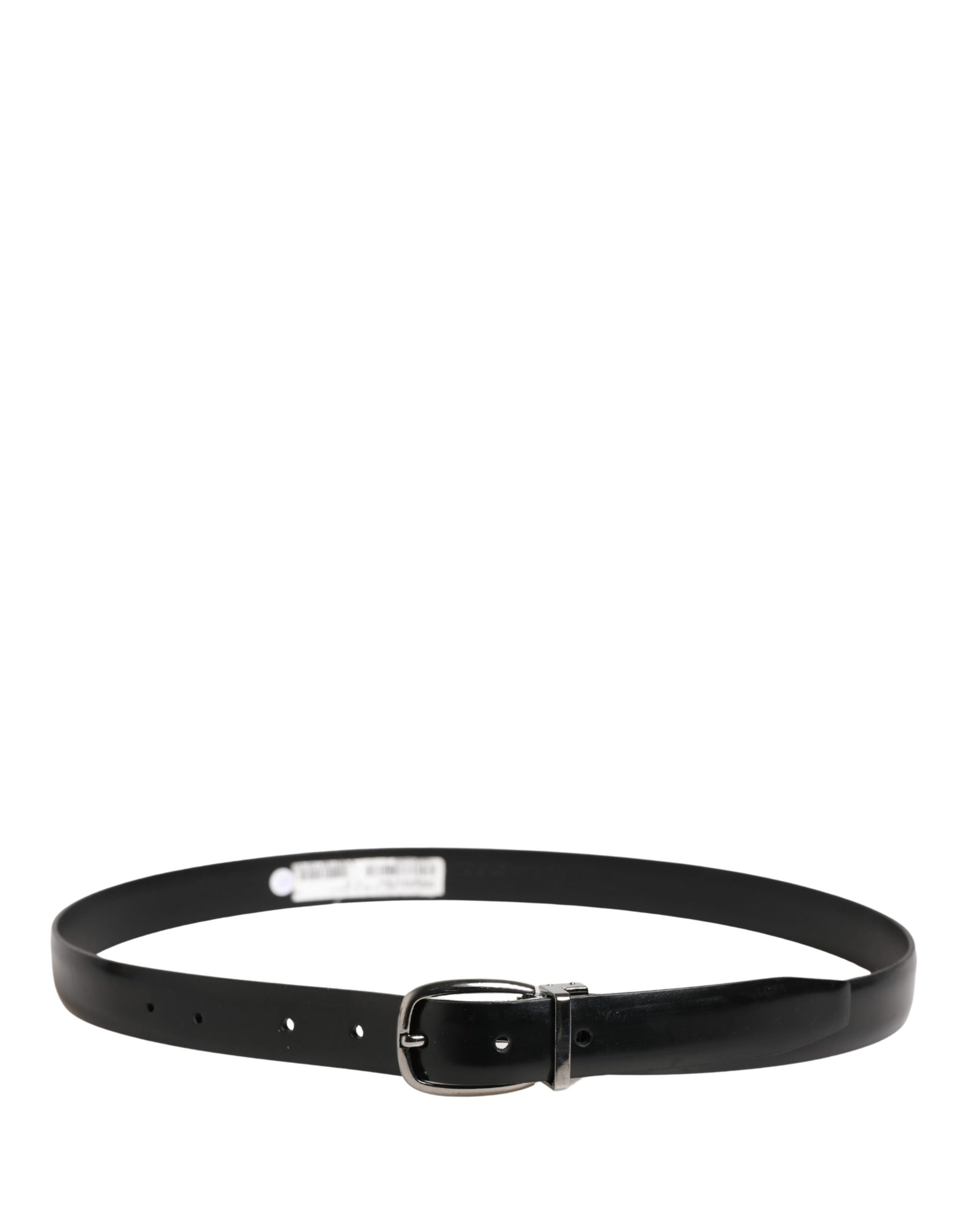 Dolce & Gabbana Men Black Classic Leather Metal Buckle Belt | Regal Royce